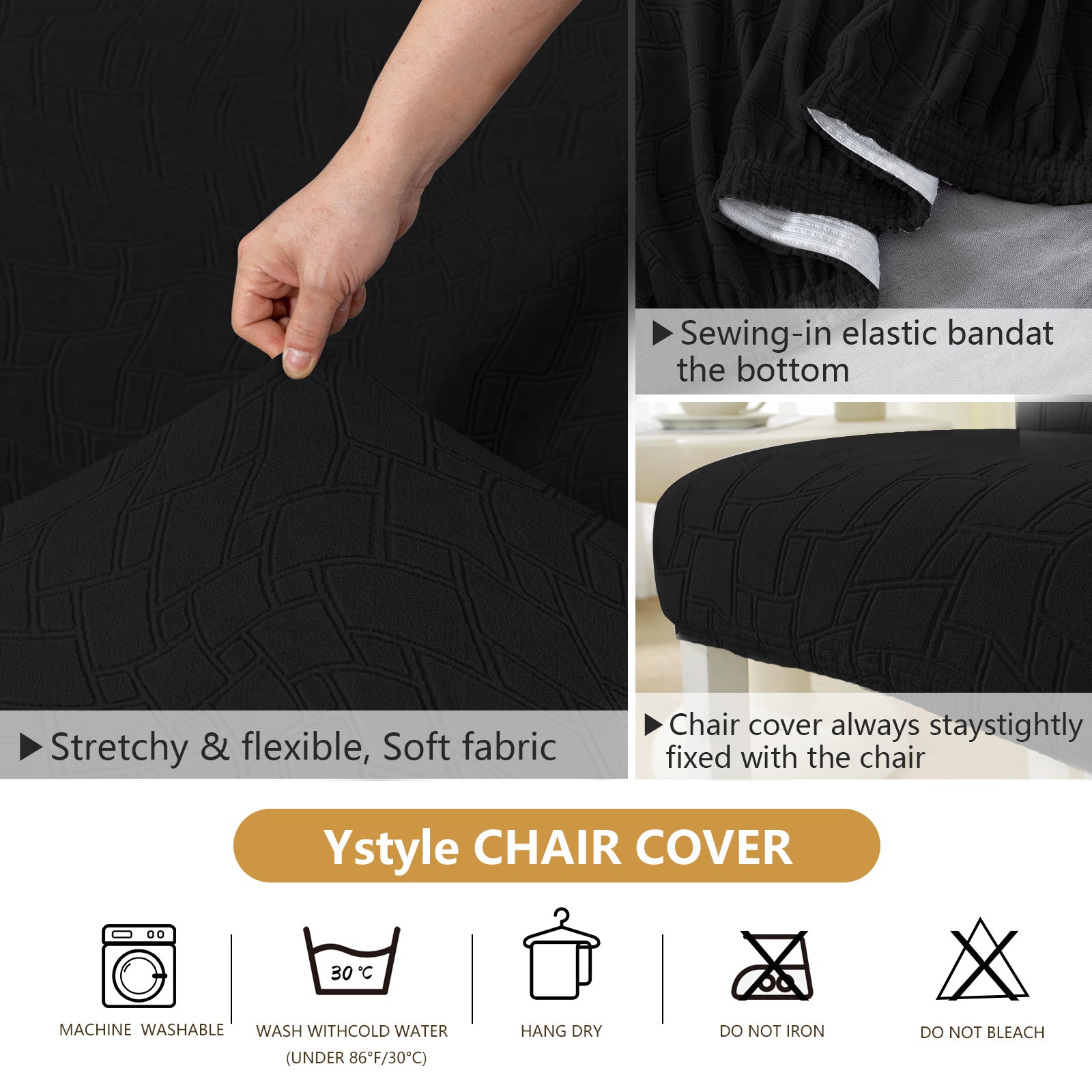 Ystyle 6-Piece Chair Covers with Backrest, Elastic Living Room Kitchen Chair Slipcovers, Soft Comfortable Anti-Scratch Chair Covers, Easy to Clean and Durable, Washable Removable