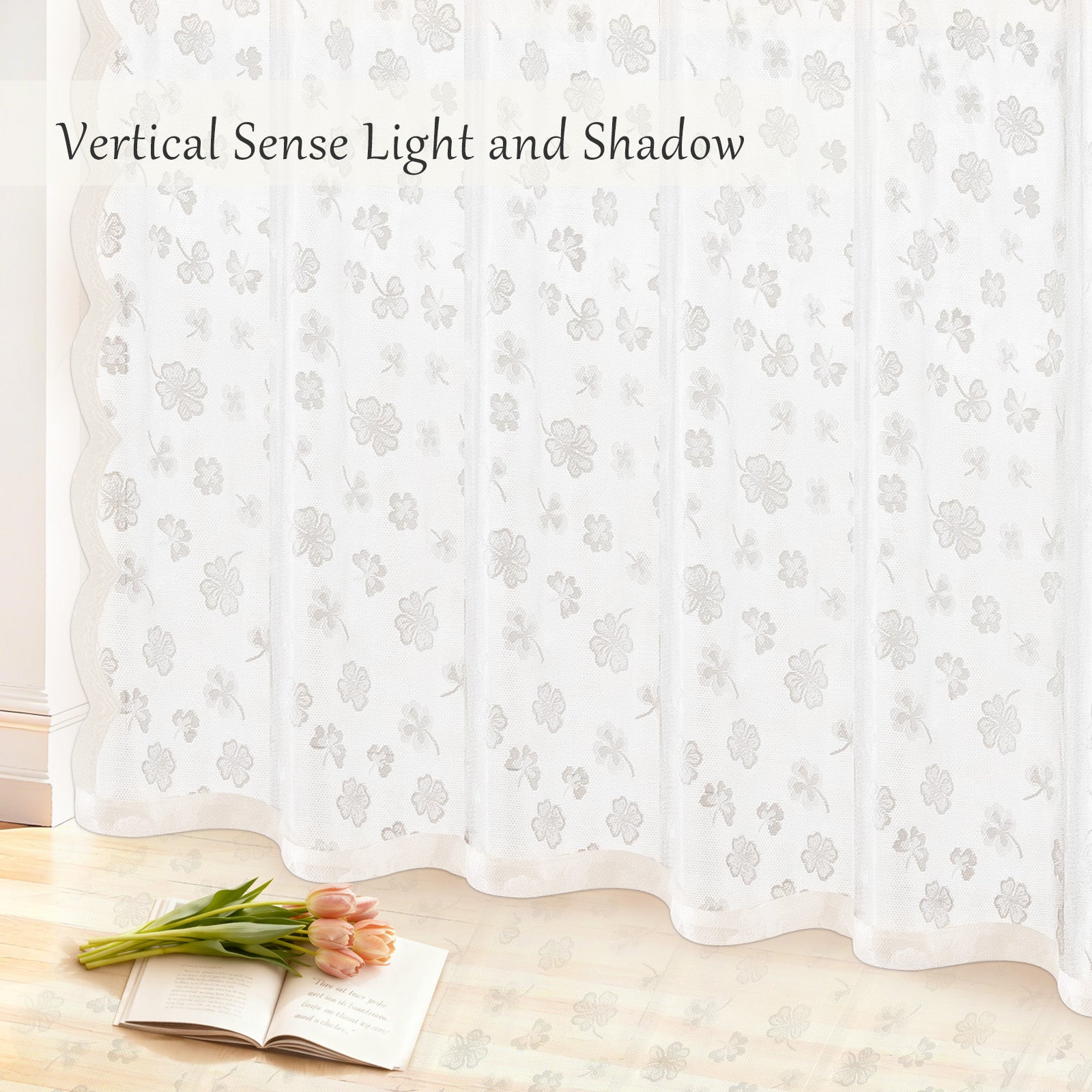 Ystyle 2 Panels Set, Semi-Sheer Indoor Curtains, 70x150cm, Classic Lace Voile Curtains with Rod Pocket, Lightweight