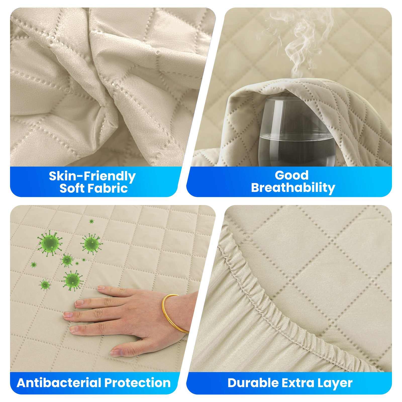Waterproof Mattress Protector 90x190cm with Deep Pocket