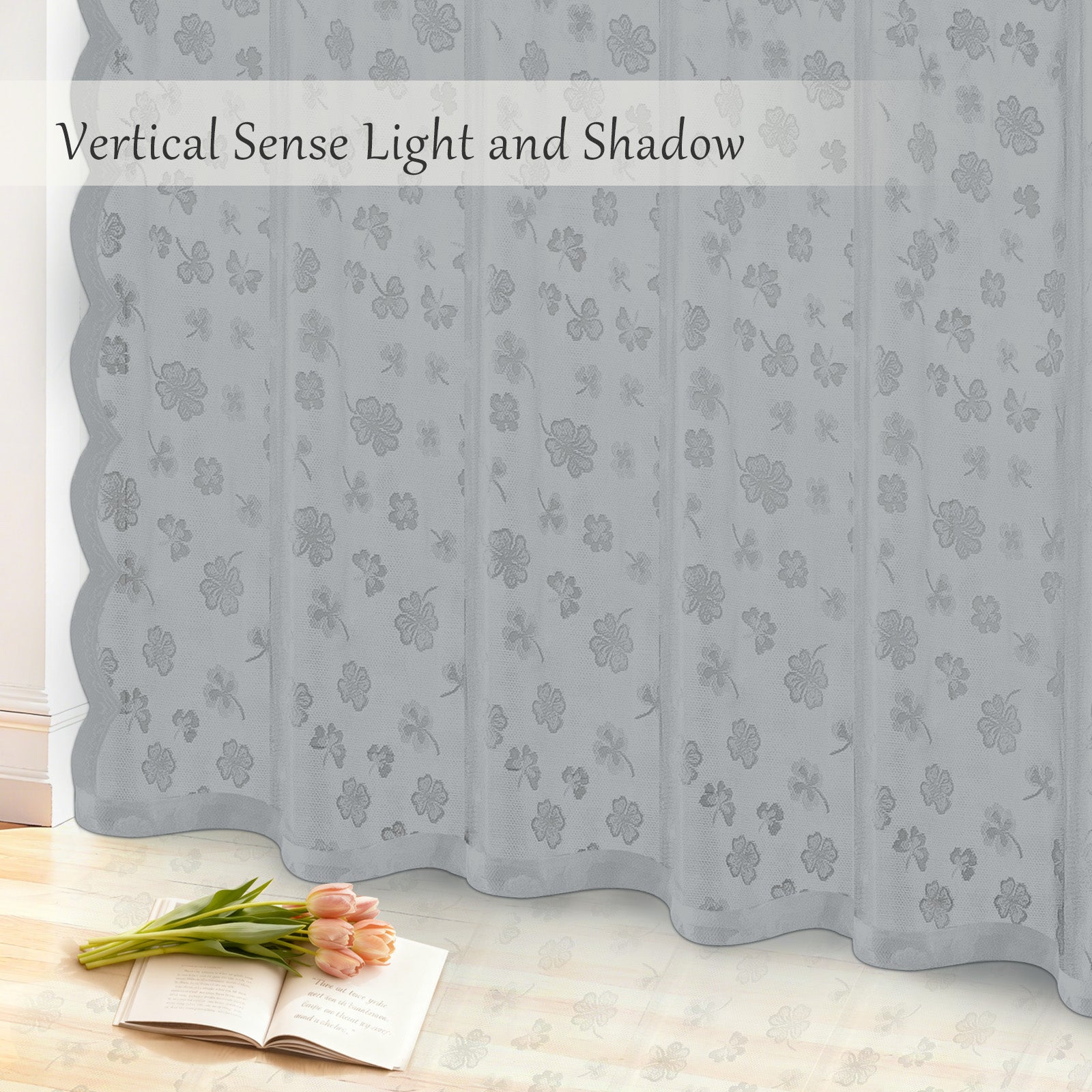 YSTYLE 2 Pieces Lace Voile Curtains with Eyelets-YSTYLE