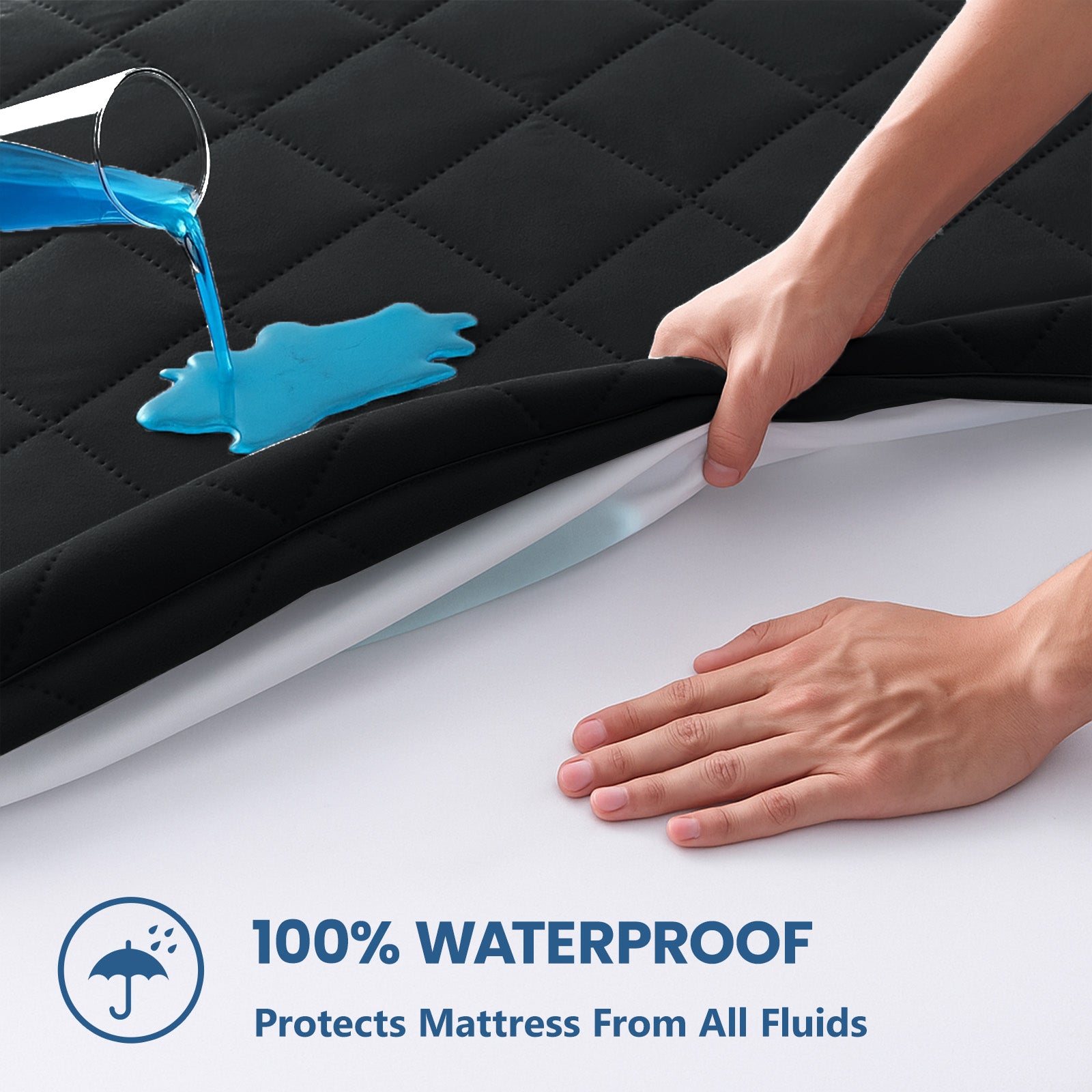 Waterproof Quilted Mattress Protector with Deep Pocket and Elastic Fit