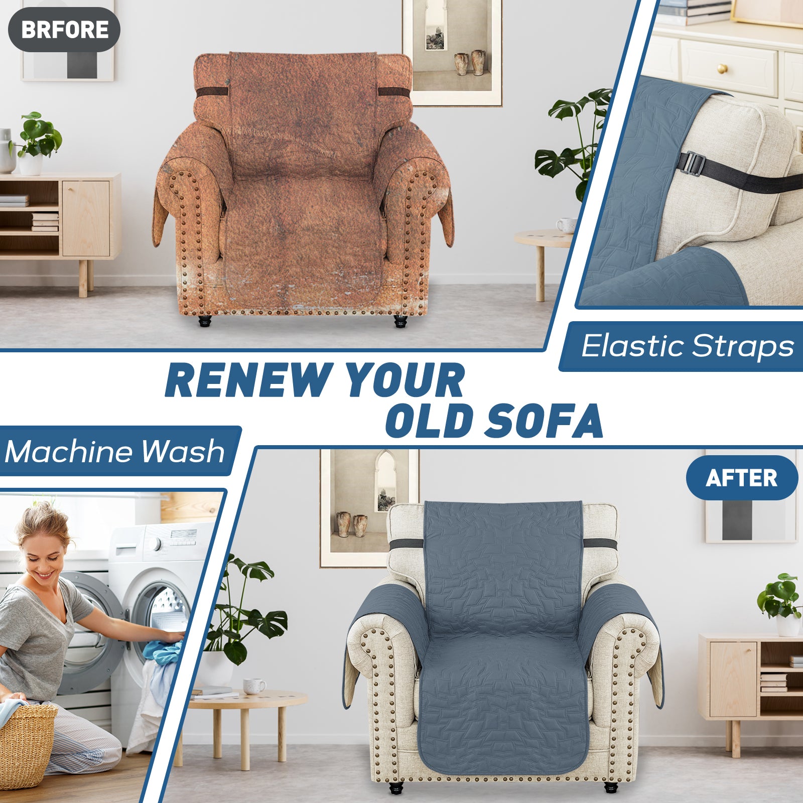 Copertura Impermeabile per Poltrona Singola con Braccioli e Funzione Antiscivolo | YSTYLE