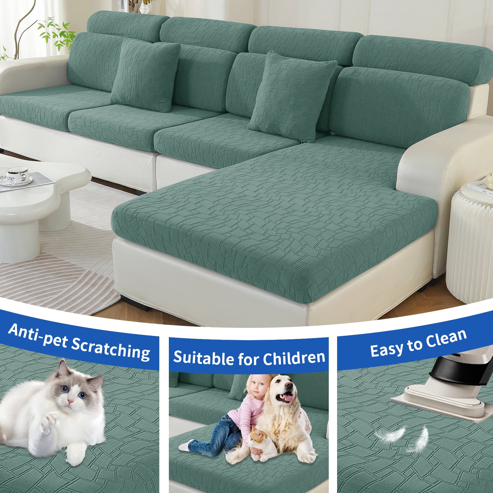 YSTYLE 2 pezzi Copertura per sedile divano elasticizzata 1 posto geometrico anti-scivolo