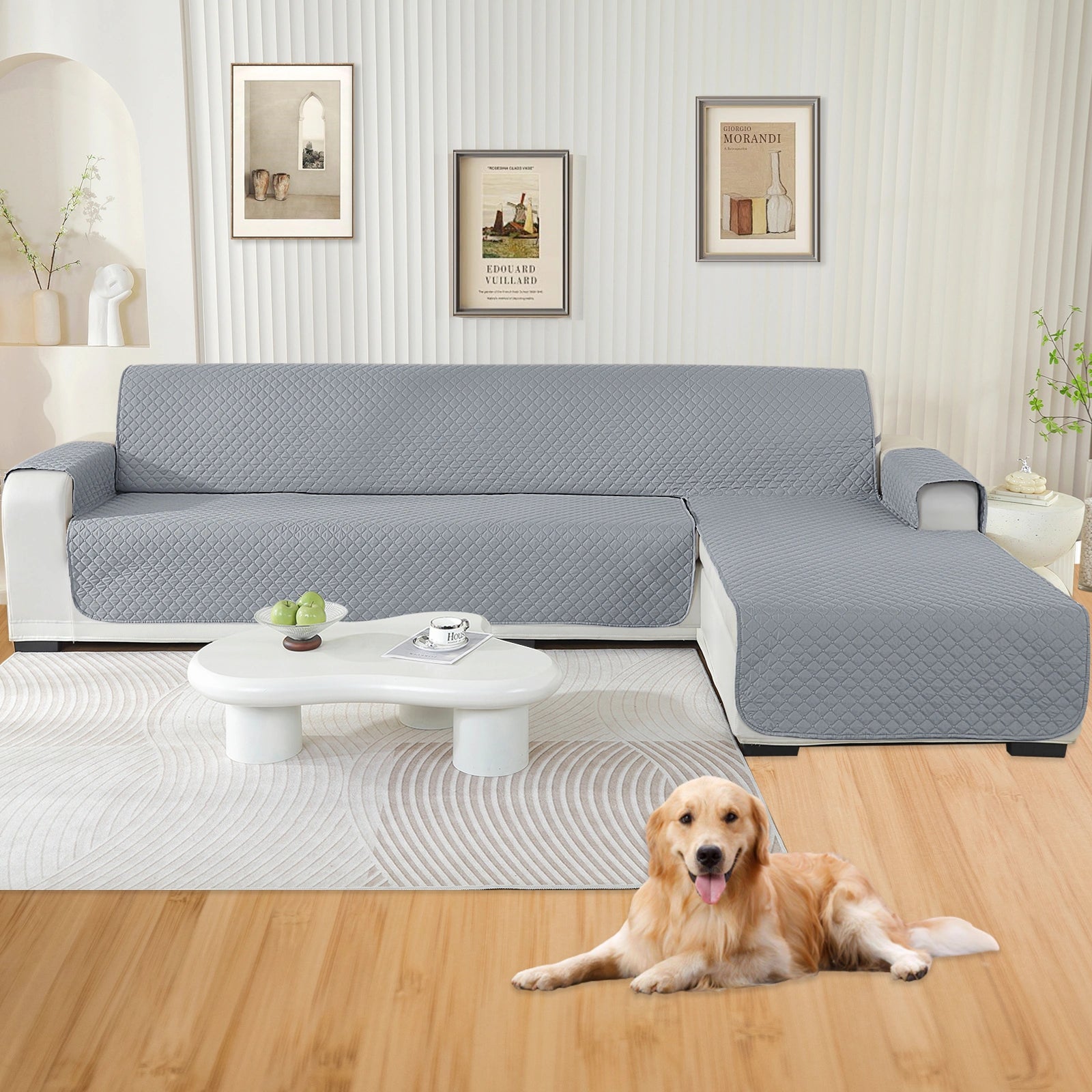 ESTILO Y-L para sofá de esquina impermeable de 4 asientos, antideslizante, diseño reversible península-rómbico