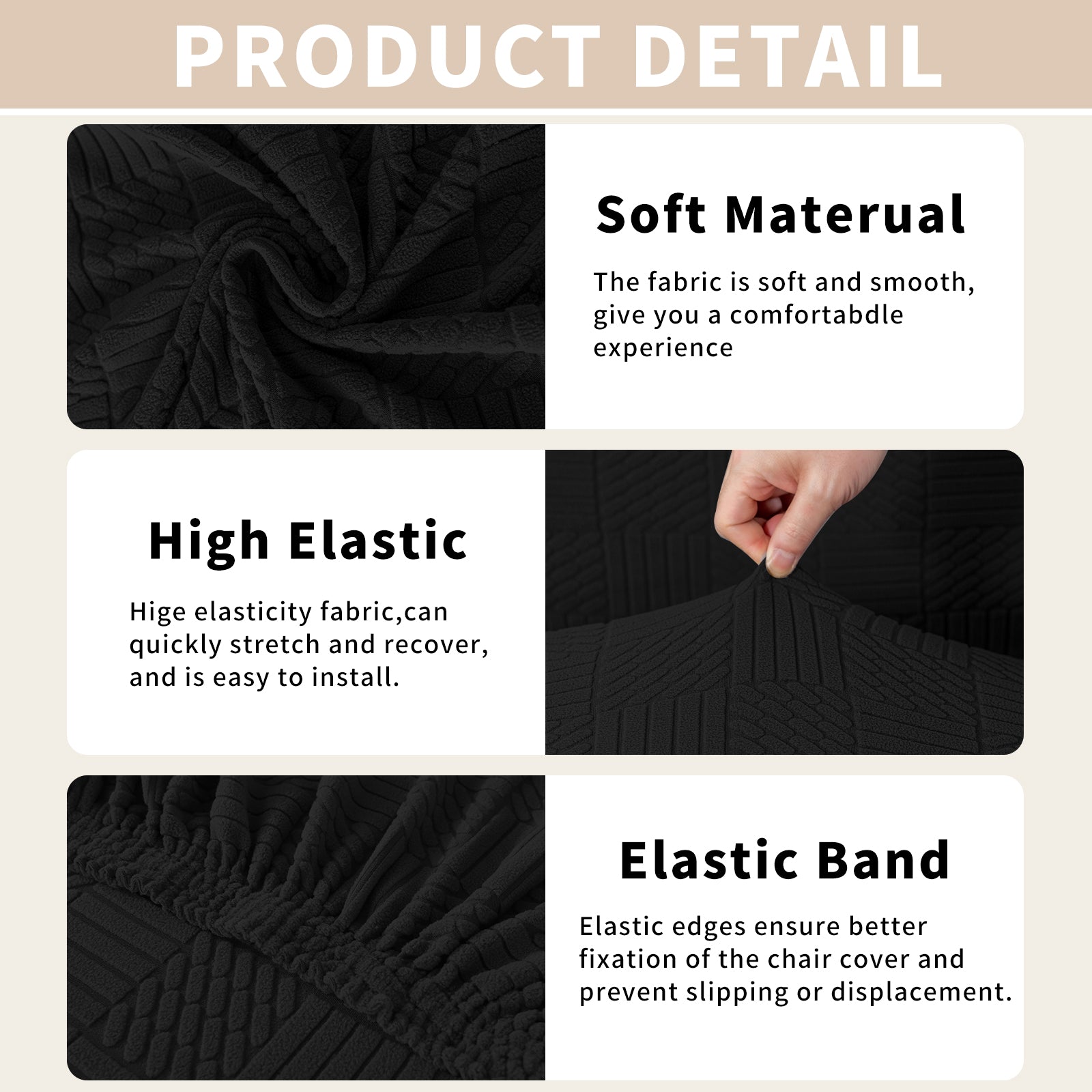 YSTYLE Universal 6 piezas fundas de silla, ajuste elástico, resistente a los arañazos, tela suave - cinco líneas. 