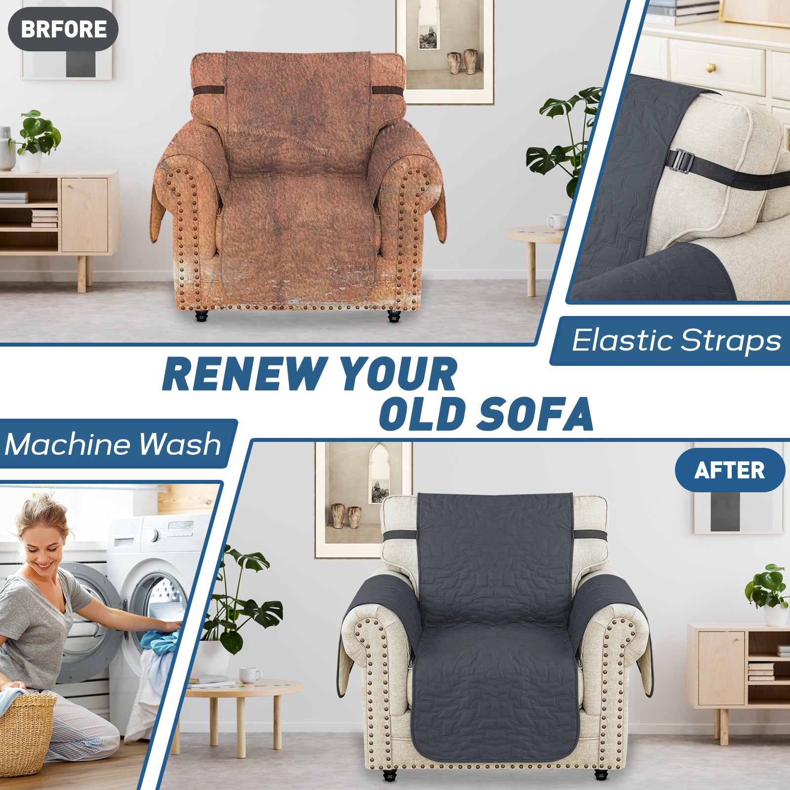 Copertura Impermeabile per Poltrona Singola con Braccioli e Funzione Antiscivolo | YSTYLE