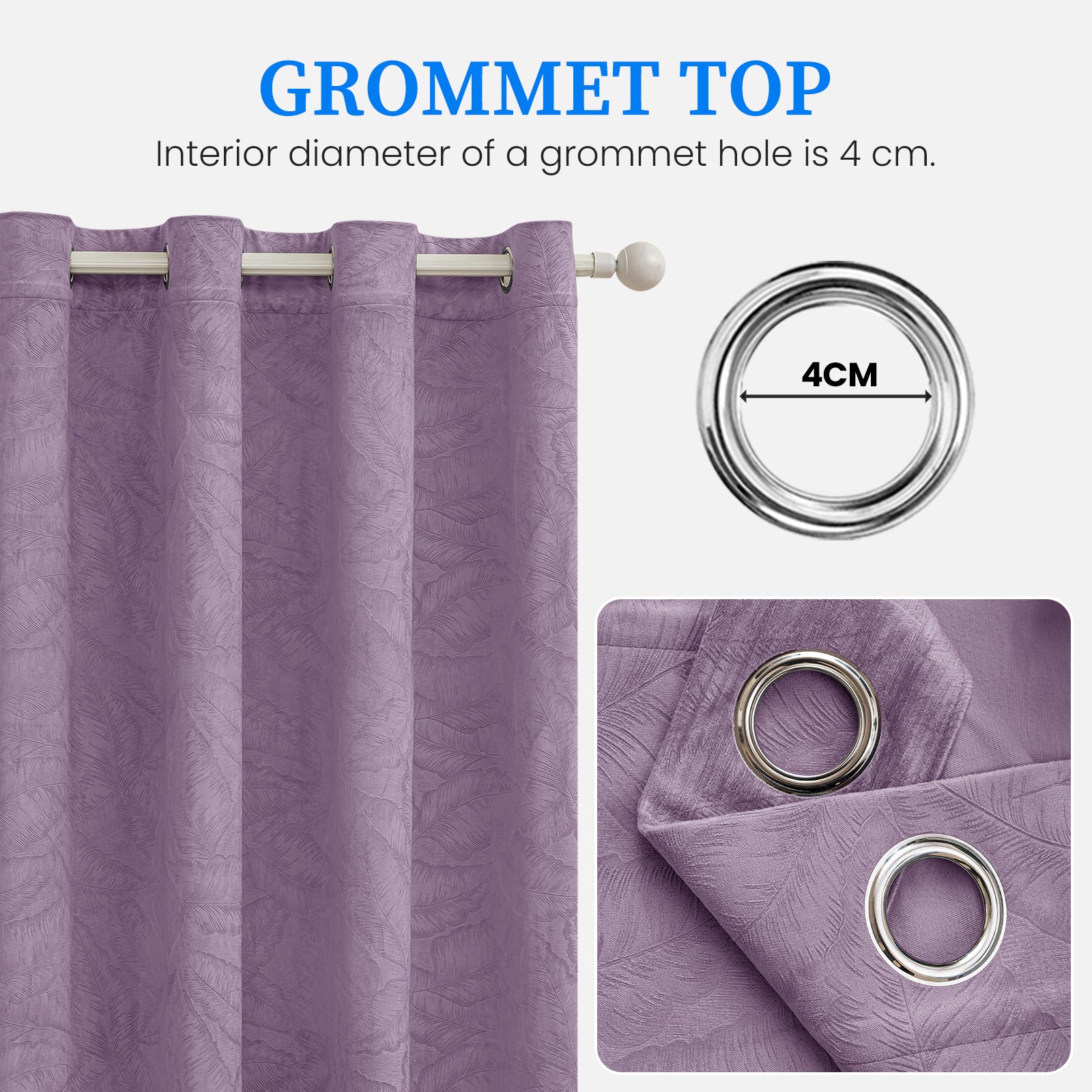 2 Pieces rideaux opacifiants with Stainless Steel Eyelets thermique Polyester Panels