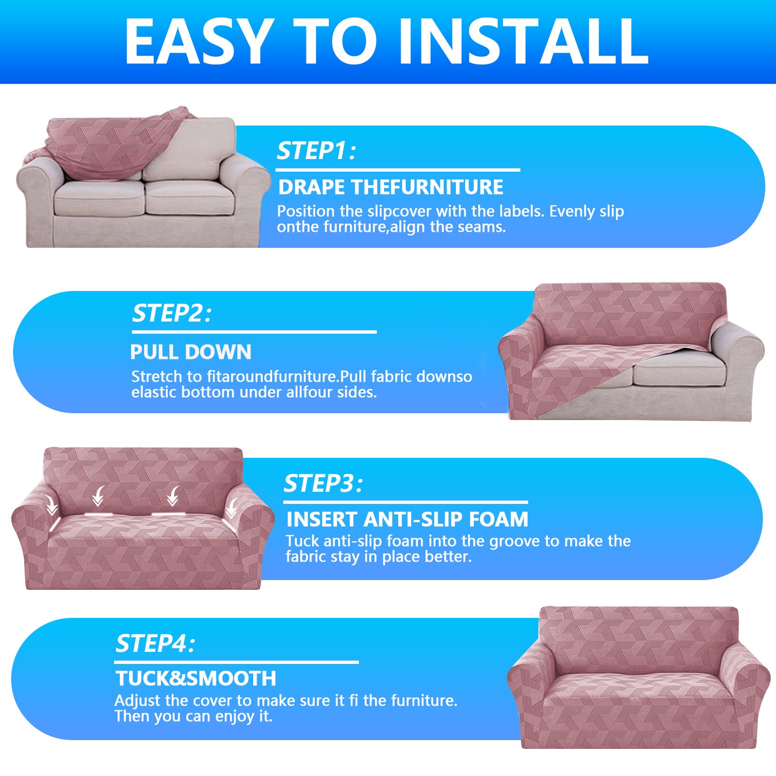Ystyle 1-Seat Sofa Cover with Armrests, Elastic Universal Sofa Protector, Stain-Resistant & Non-Slip Sofa Slipcover, Anti-Scratch, Super Stretch, Machine Washable