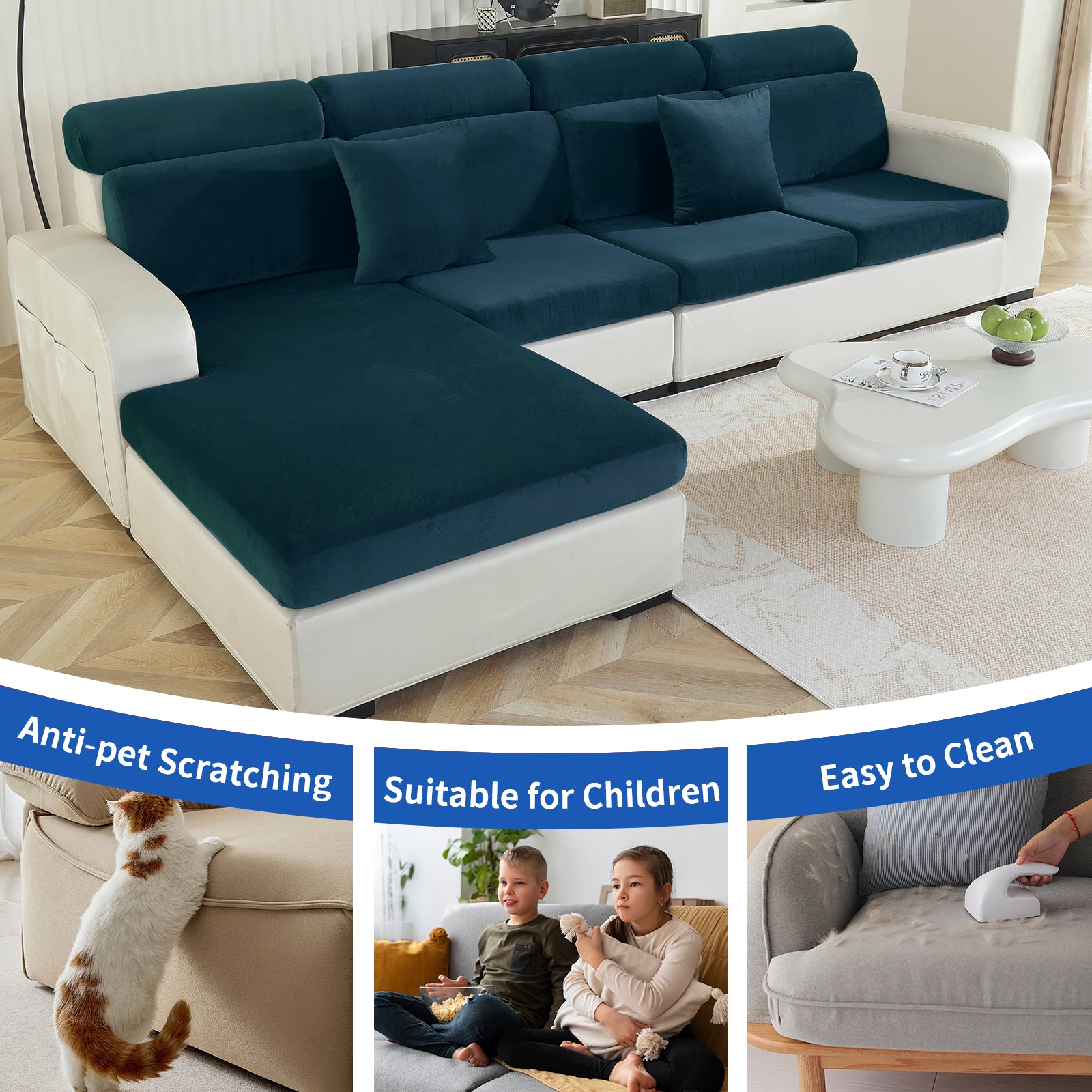 YSTYLE Samt-Stretch-Sofaschoner 1-sitzig Anti-Rutsch