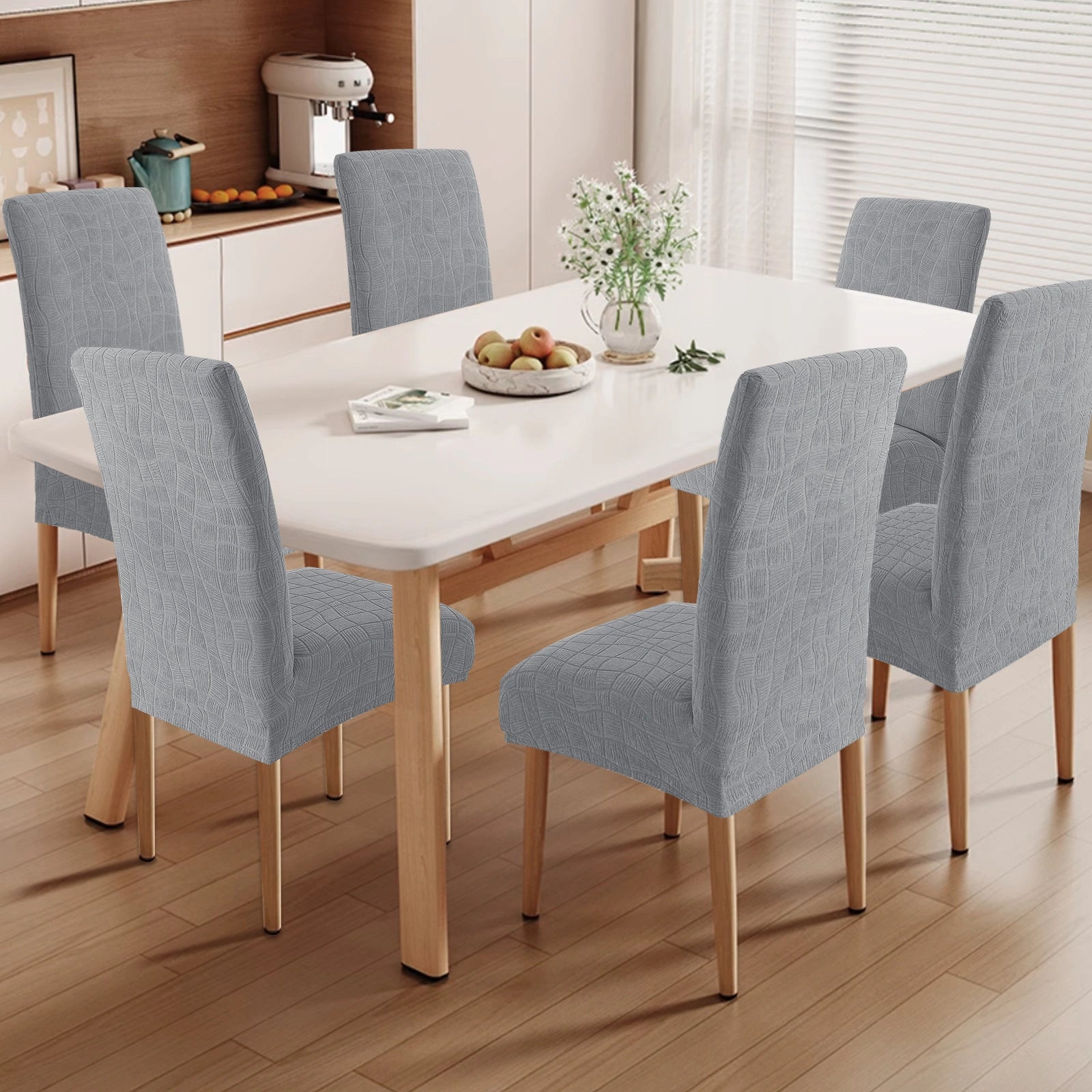YSTYLE 4 PCS Fundas para Sillas – Ajuste Elástico, Resistente a los Rayones, Protector Universal para Sillas de Comedor - Ondulado 