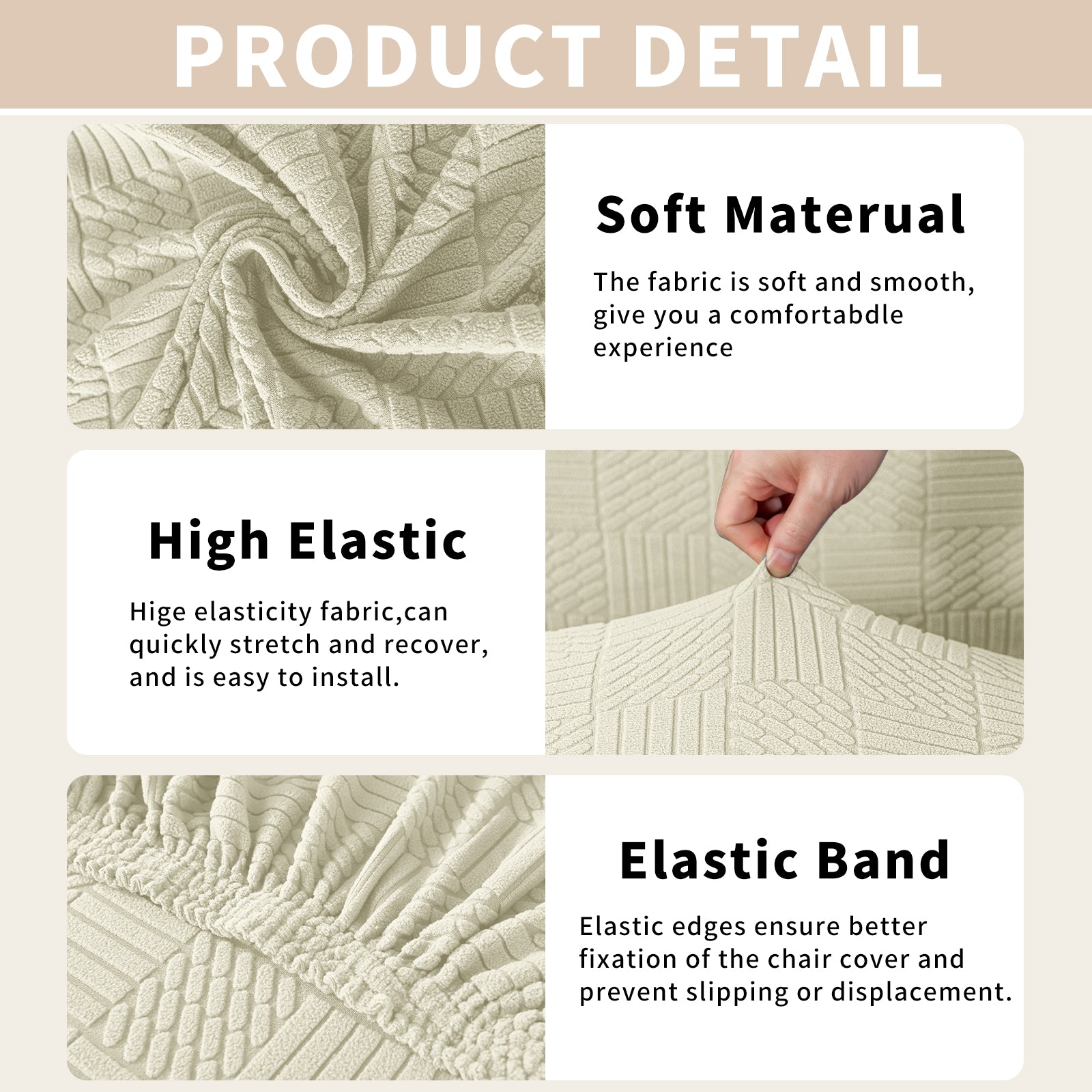 YSTYLE Universal 6 piezas fundas de silla, ajuste elástico, resistente a los arañazos, tela suave - cinco líneas. 