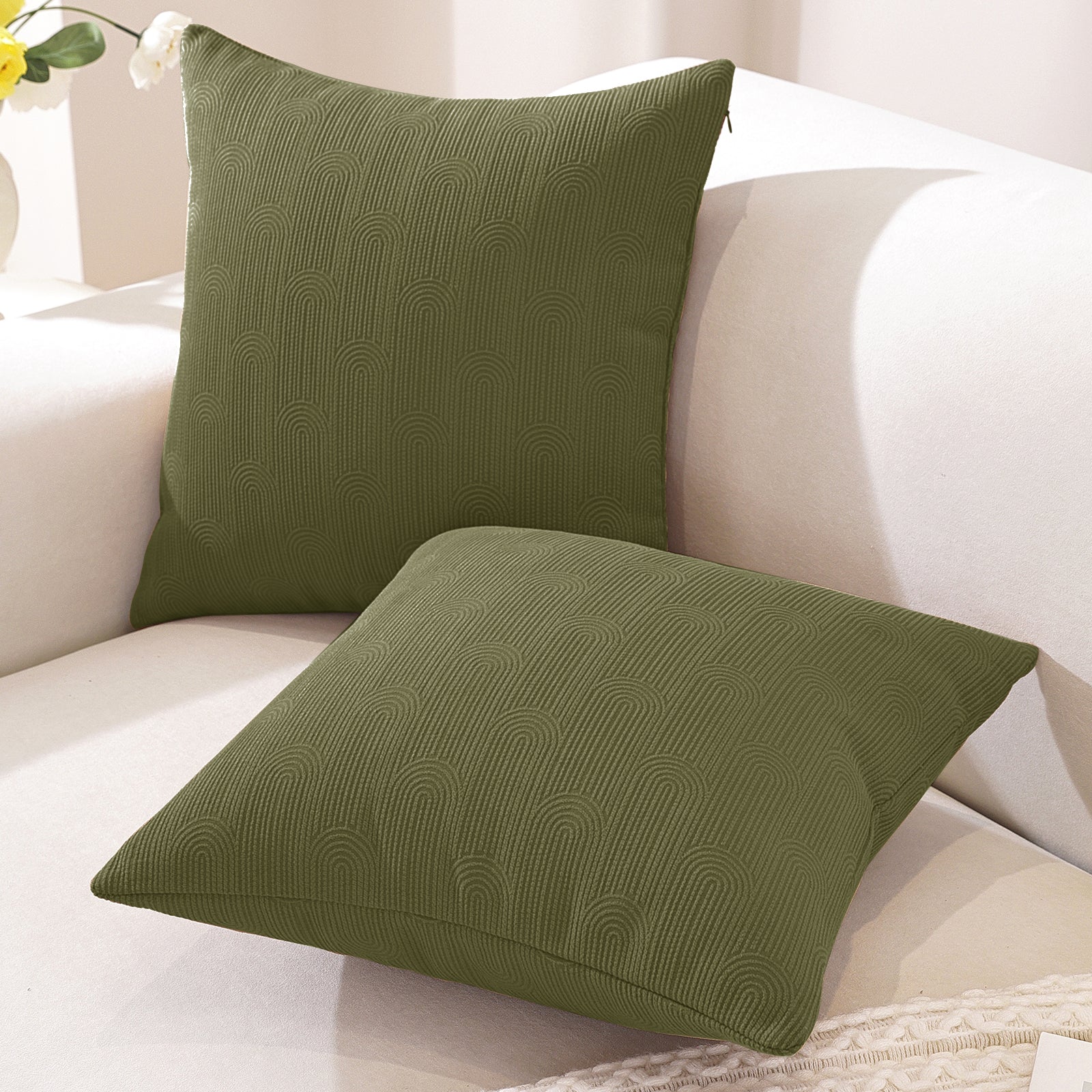 Ystyle Cushion Covers, 50 x 50 cm, Set of 2, Cushions for Sofa with Invisible Zip, Soft Cushion Cover, Modern, Washable, for Chair Bed, Living Room, Bedroom