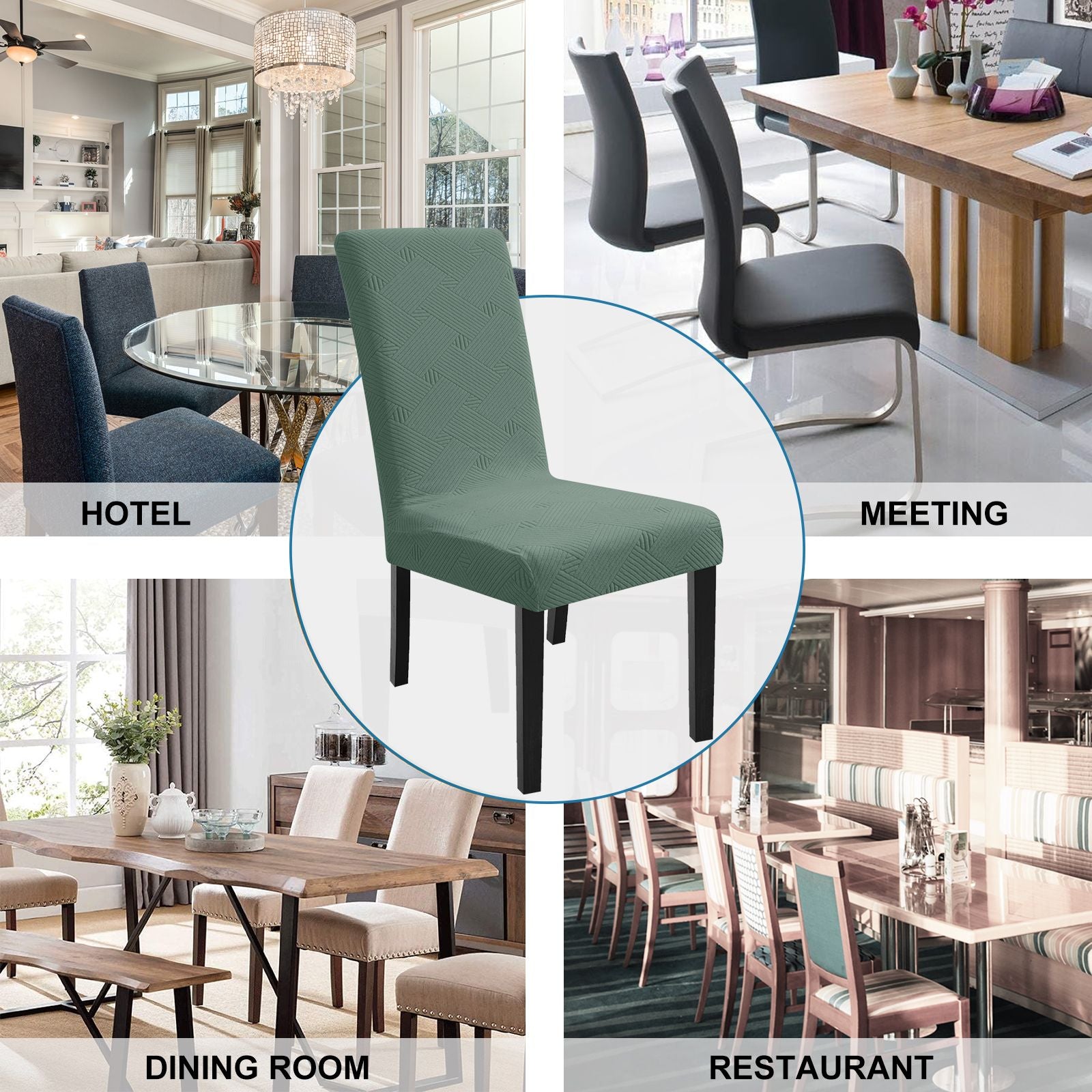 YSTYLE Lot de 4 Housses de Chaise Douces et Extensibles Avec Dossier Taille Universelle