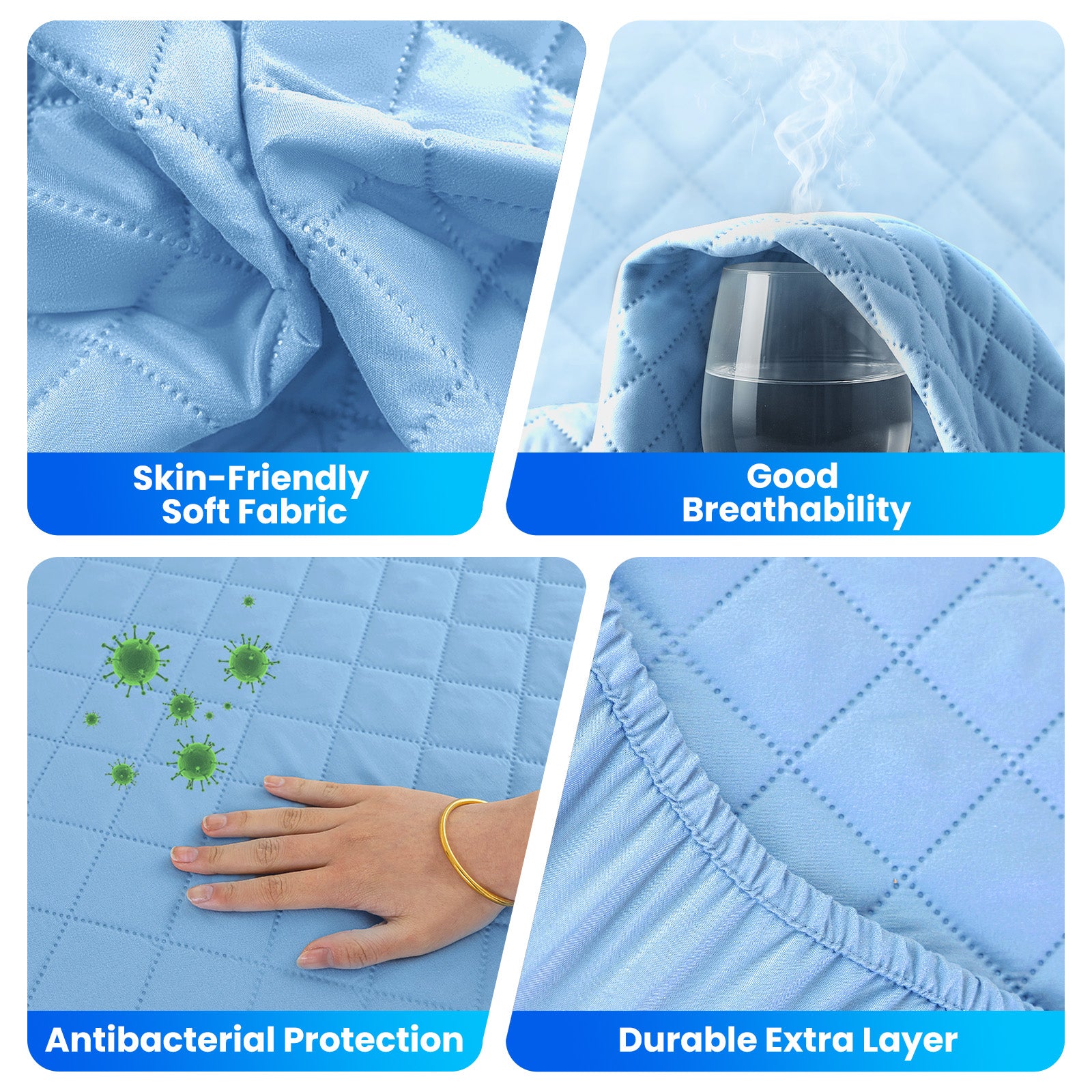 Waterproof Mattress Protector 90x190cm with Deep Pocket