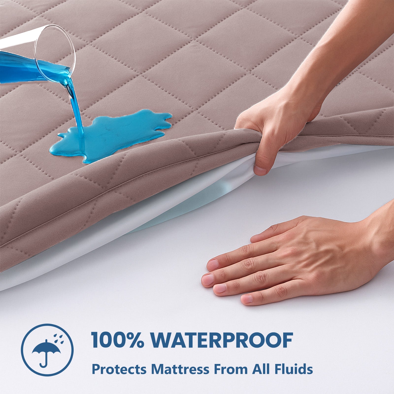 Waterproof Quilted Mattress Protector with Deep Pocket and Elastic Fit
