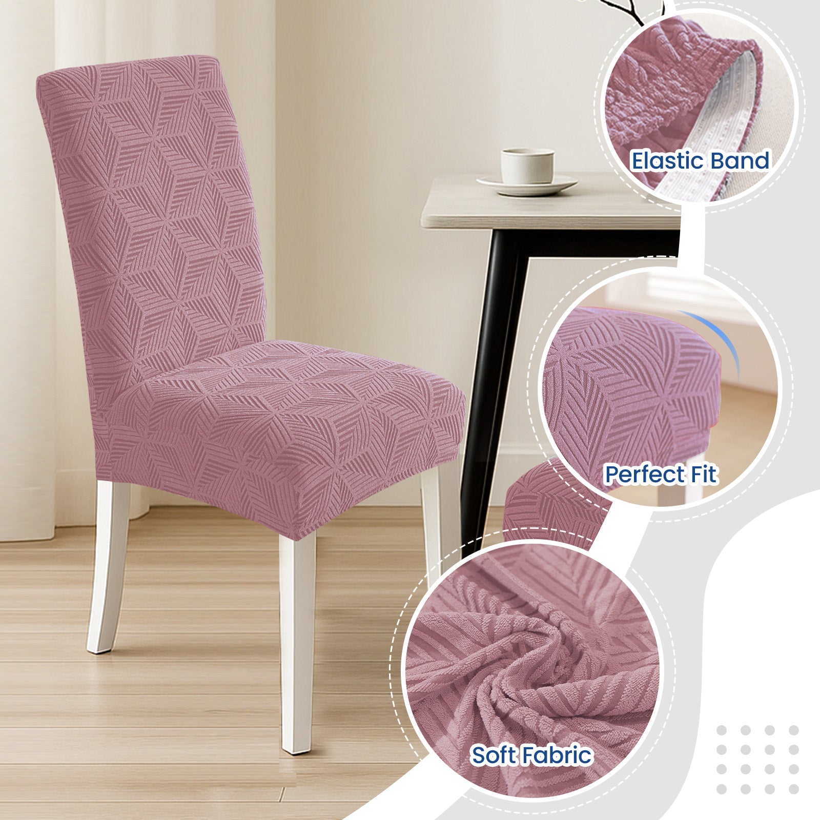 Ystyle 4-Piece Chair Covers with Backrest, Elastic Slipcovers, Universal Living Room Kitchen Chair Protectors, Cat Scratch-Resistant Modern Stain-Proof Dining Chair Covers
