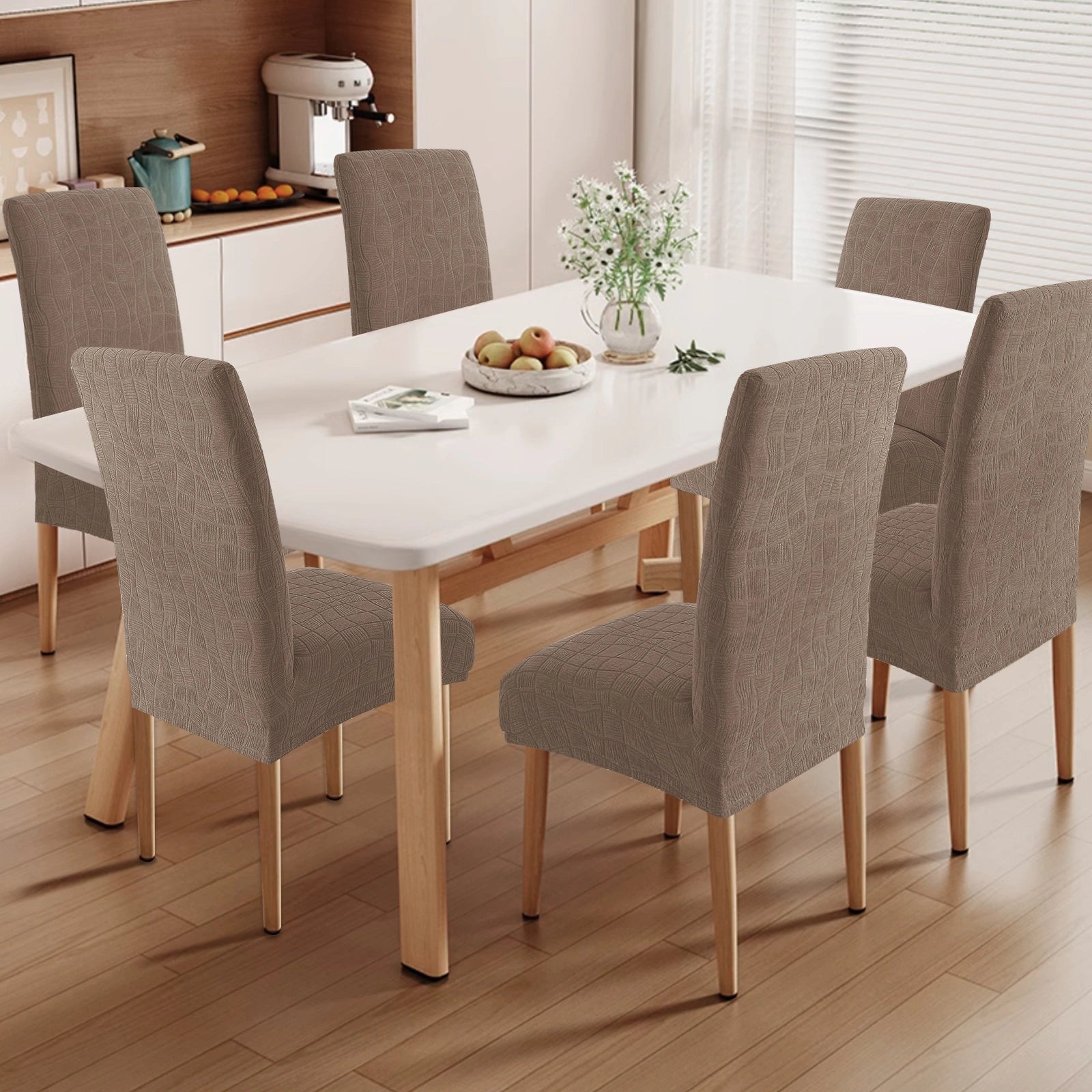 YSTYLE 4 PCS Fundas para Sillas – Ajuste Elástico, Resistente a los Rayones, Protector Universal para Sillas de Comedor - Ondulado 