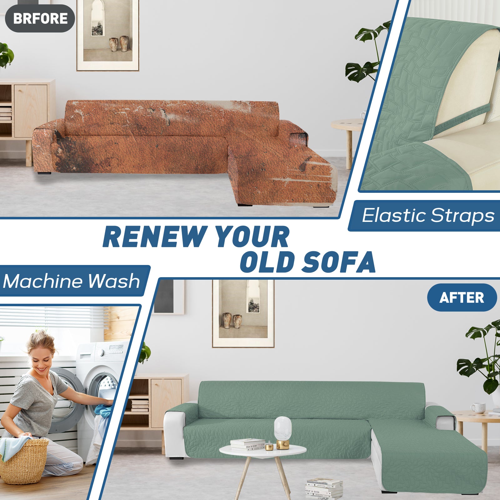 Copertura Impermeabile Reversibile per Divano Angolare a 4 Posti Penisola | YSTYLE