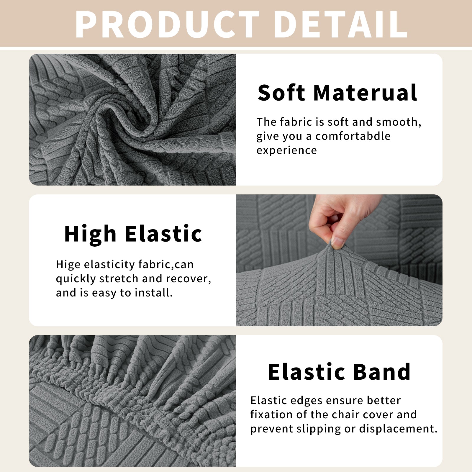 YSTYLE Universal 6 piezas fundas de silla, ajuste elástico, resistente a los arañazos, tela suave - cinco líneas. 