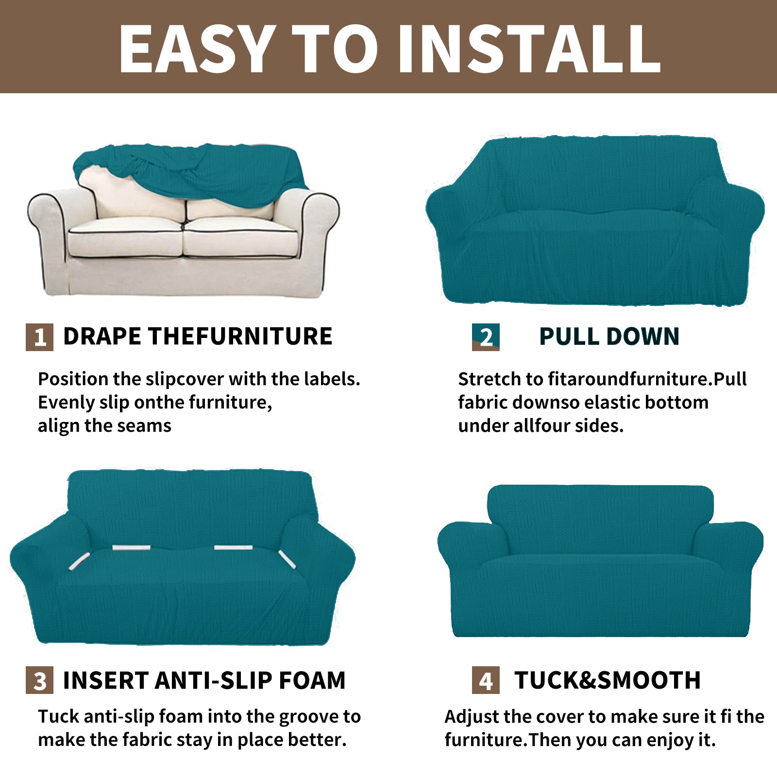 Copertura per divano a 3 posti YSTYLE Stretch 180-234 cm con motivo geometrico