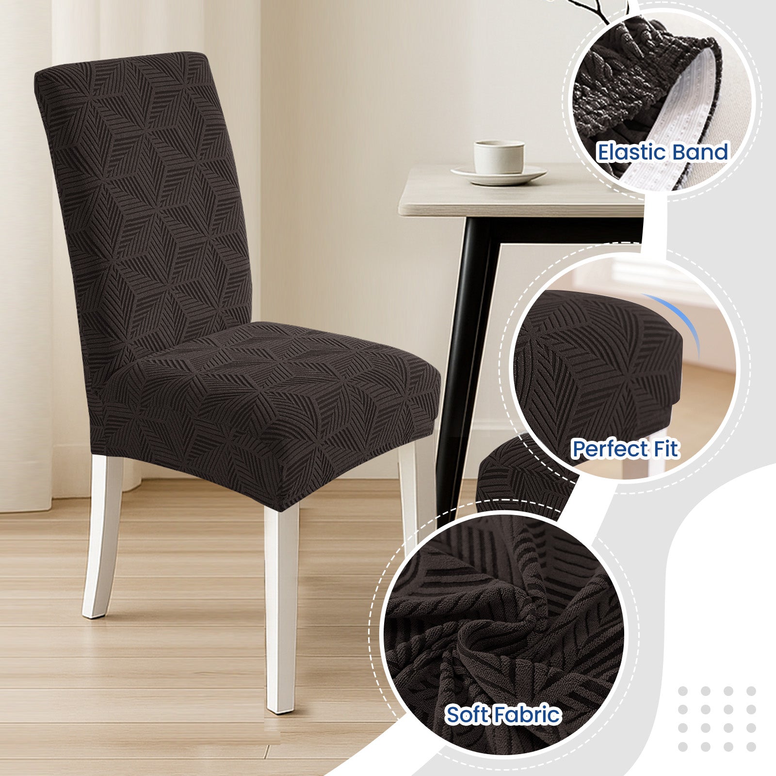 Ystyle 4-Piece Chair Covers with Backrest, Elastic Slipcovers, Universal Living Room Kitchen Chair Protectors, Cat Scratch-Resistant Modern Stain-Proof Dining Chair Covers