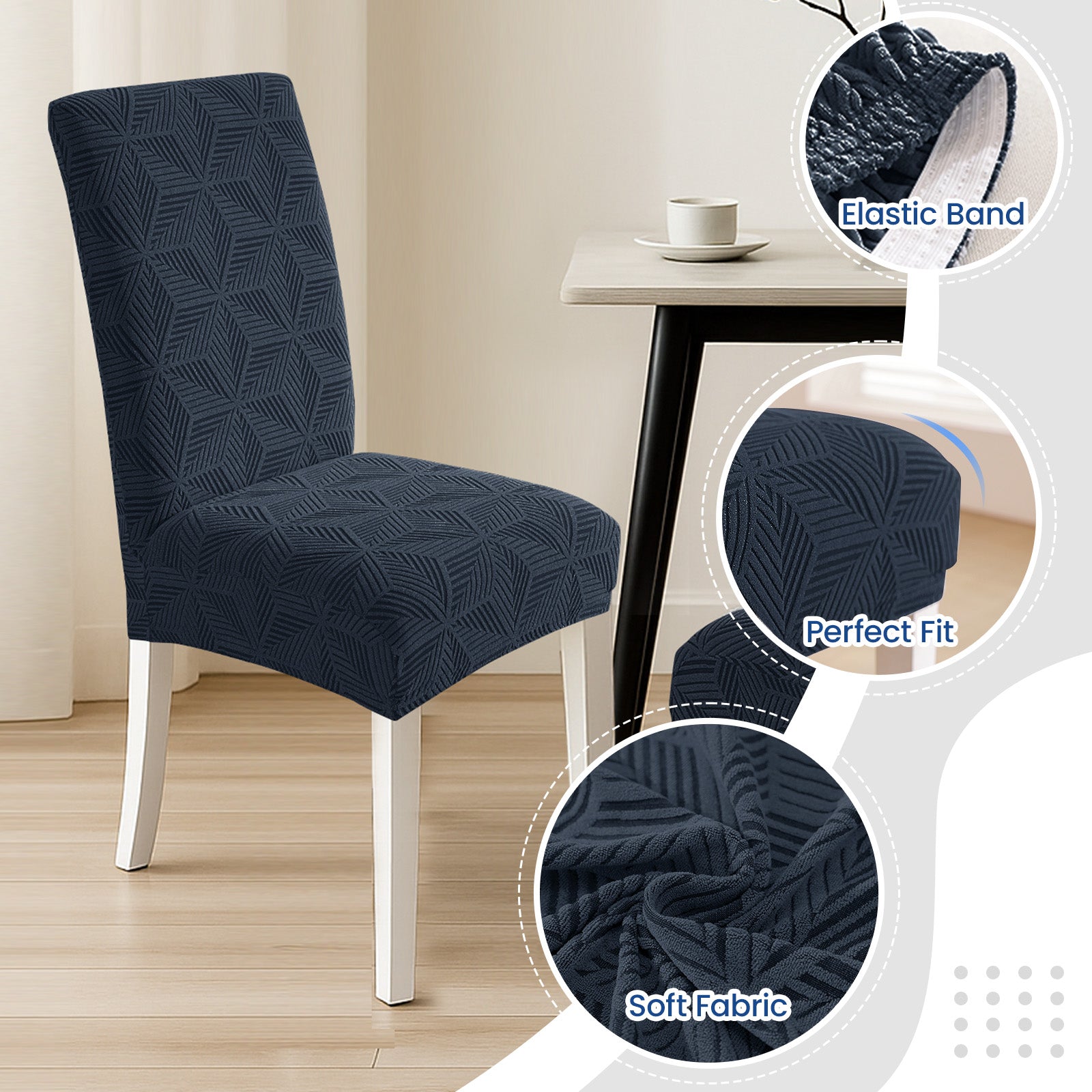 Ystyle 4-Piece Chair Covers with Backrest, Elastic Slipcovers, Universal Living Room Kitchen Chair Protectors, Cat Scratch-Resistant Modern Stain-Proof Dining Chair Covers