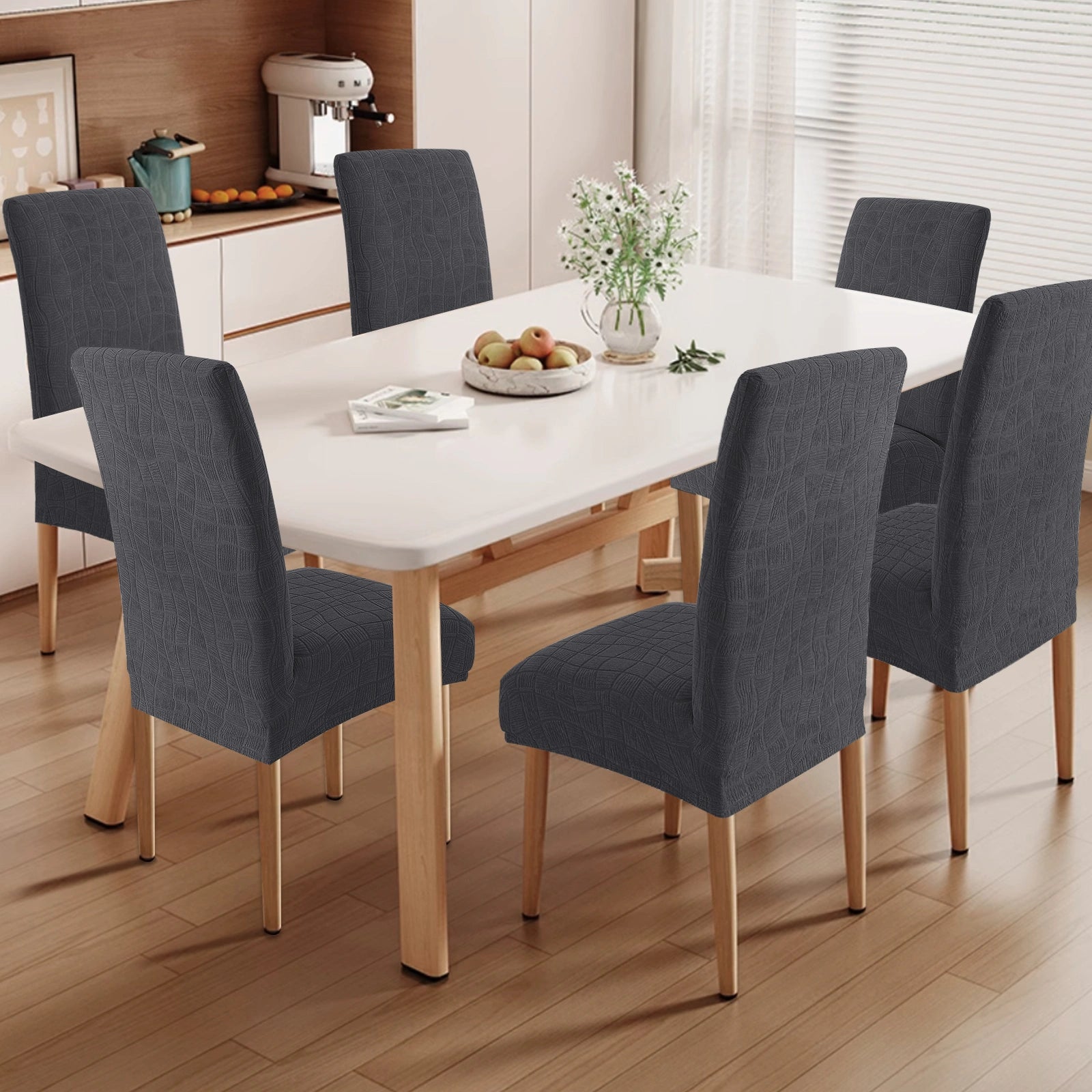 YSTYLE 4 PCS Fundas para Sillas – Ajuste Elástico, Resistente a los Rayones, Protector Universal para Sillas de Comedor - Ondulado 