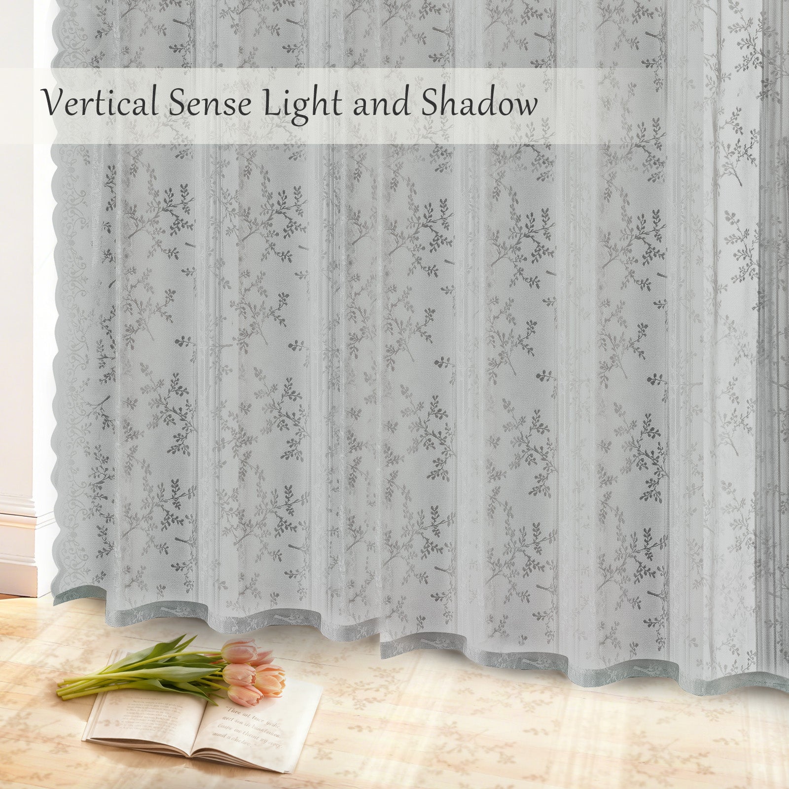 YSTYLE 2 Pieces Semi Sheer Lace Curtains Eyelets-YSTYLE