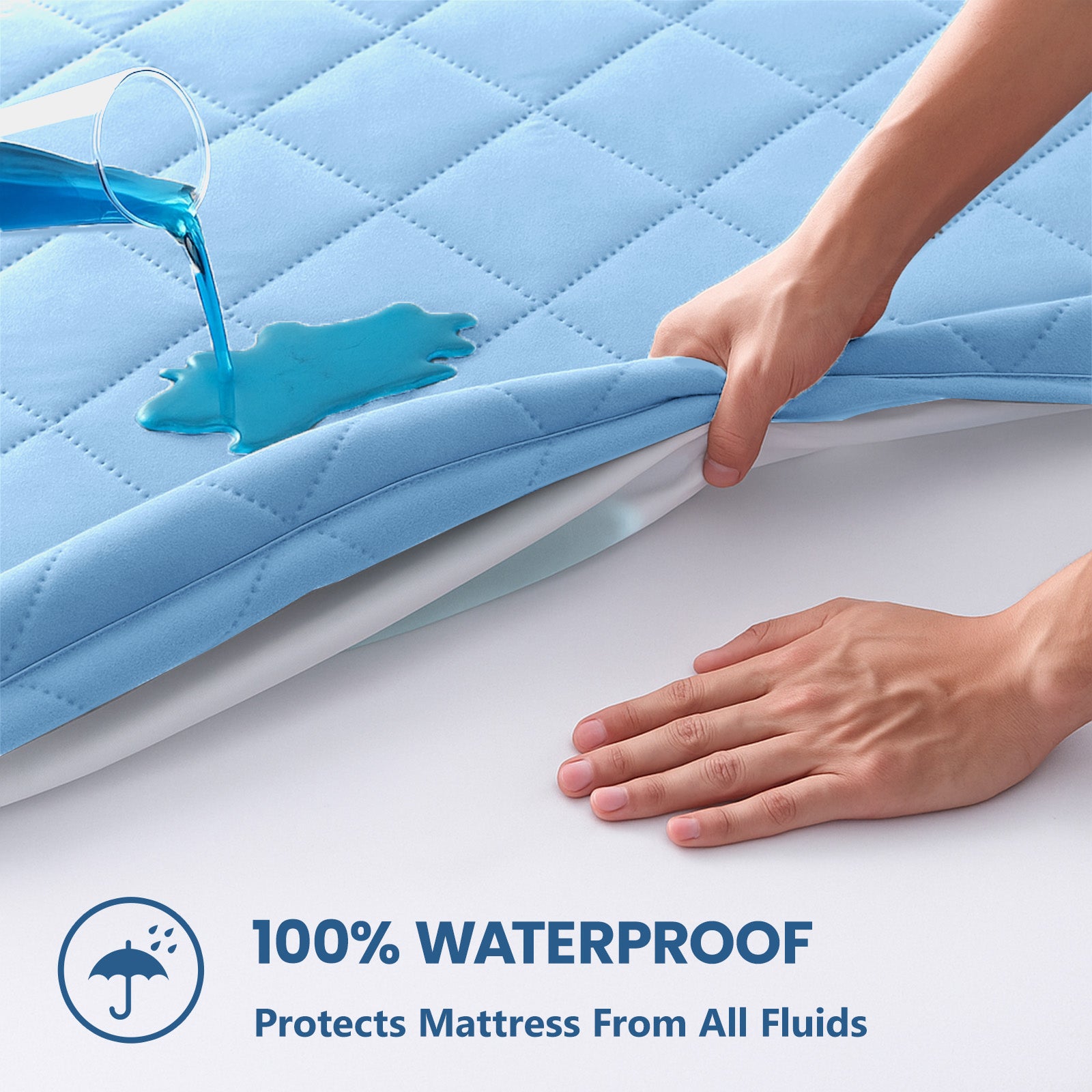 Waterproof Quilted Mattress Protector with Deep Pocket and Elastic Fit