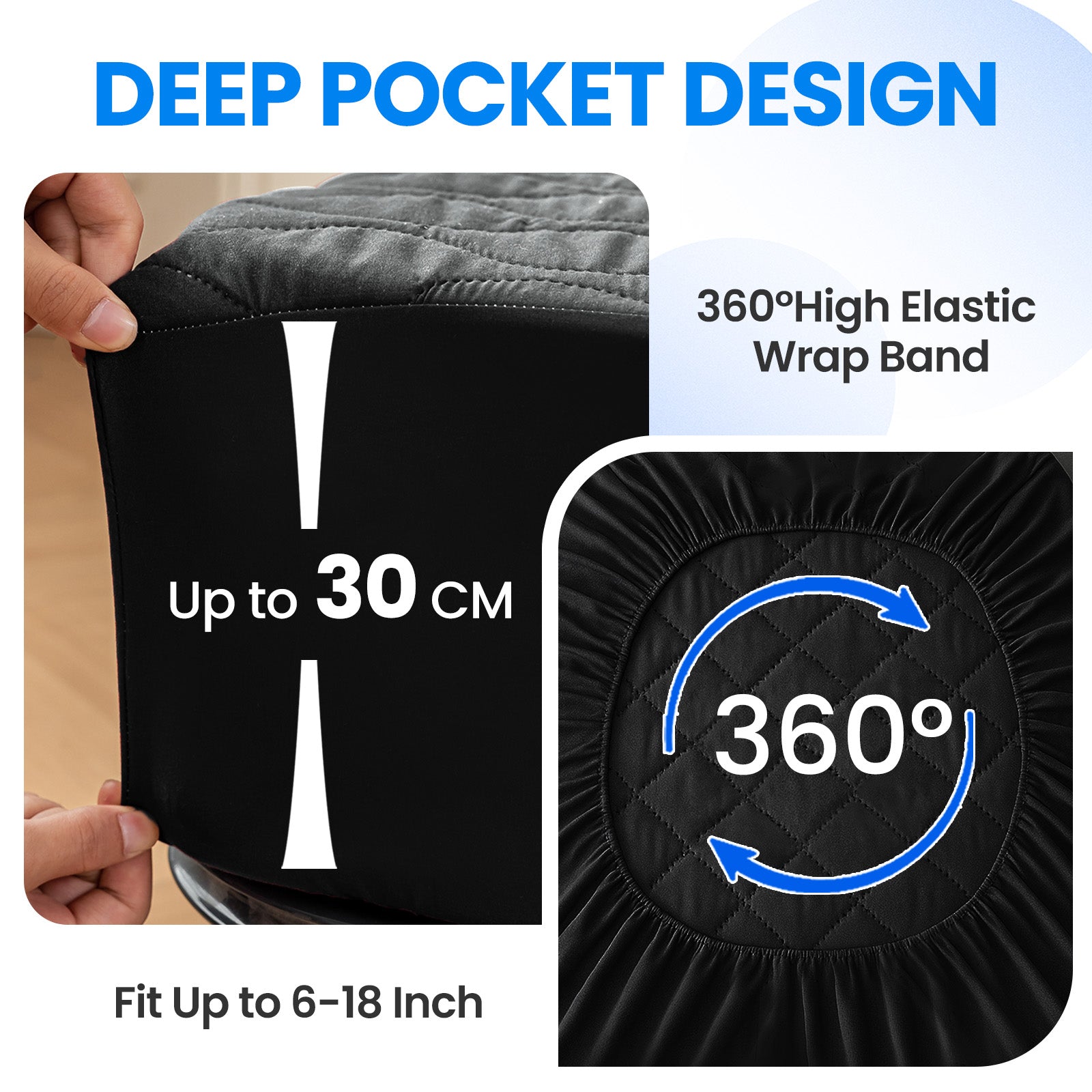 Waterproof Quilted Mattress Protector 160x190cm with Deep Pocket