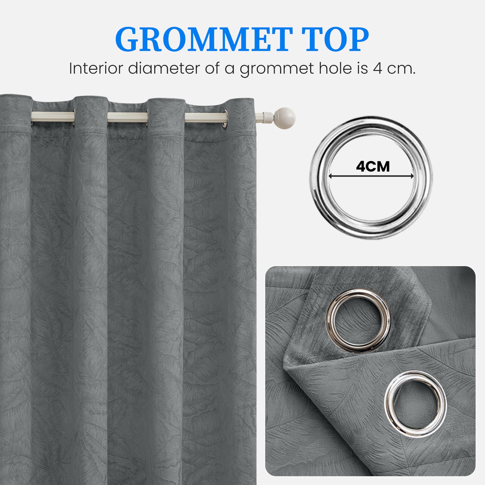 2 Pieces rideaux opacifiants with Stainless Steel Eyelets thermique Polyester Panels