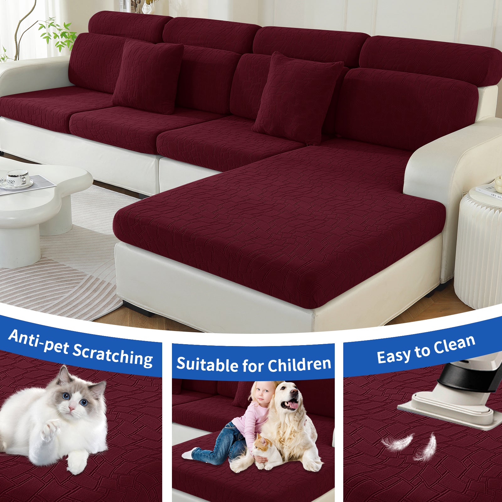 YSTYLE 2 pezzi Copertura per sedile divano elasticizzata 1 posto geometrico anti-scivolo