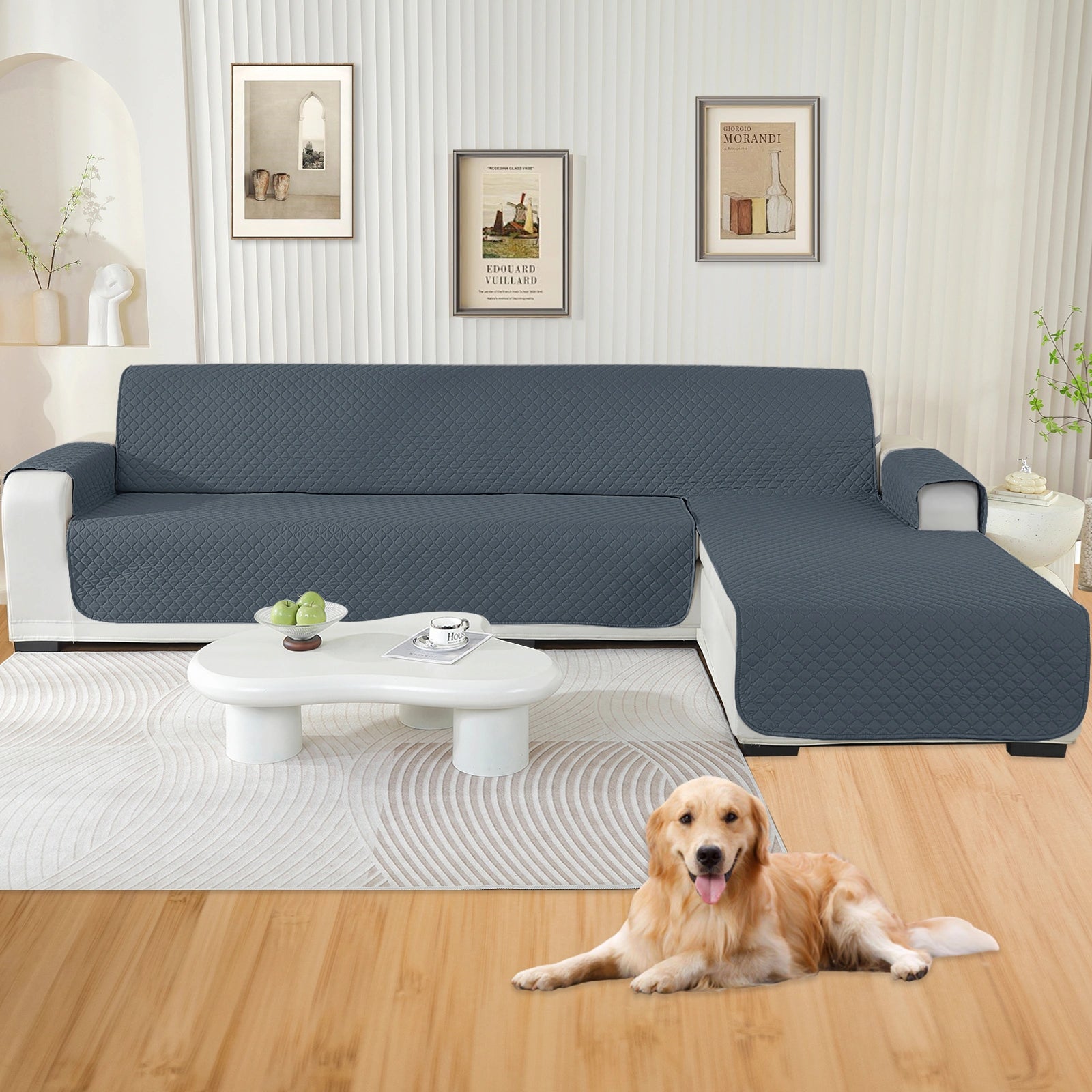 ESTILO Y-L para sofá de esquina impermeable de 4 asientos, antideslizante, diseño reversible península-rómbico