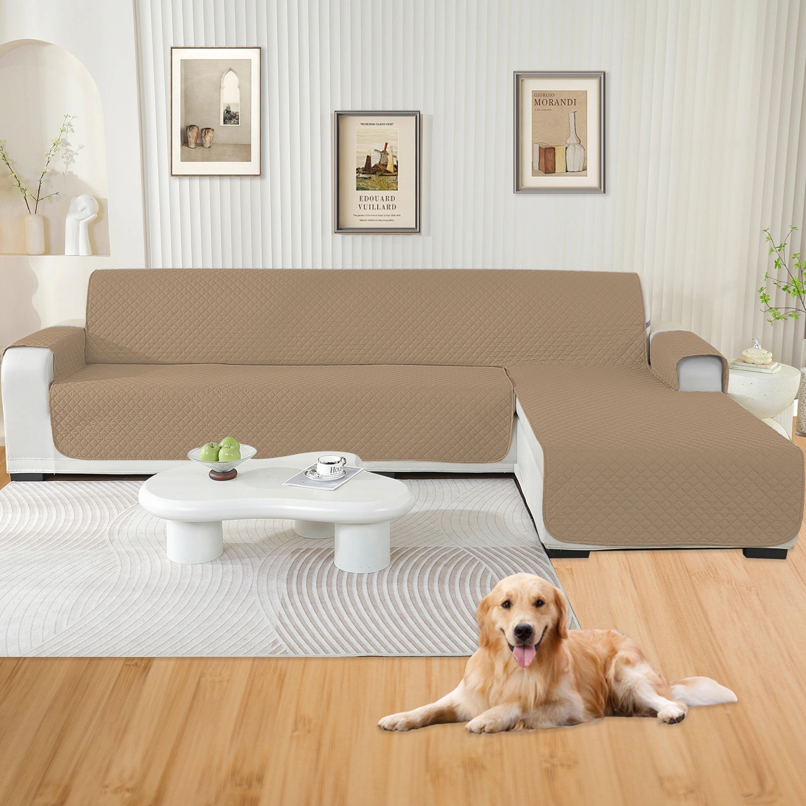 ESTILO Y-L para sofá de esquina impermeable de 4 asientos, antideslizante, diseño reversible península-rómbico