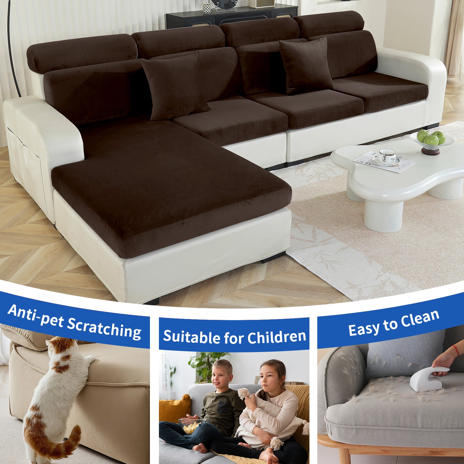 YSTYLE Samt-Stretch-Sofaschoner 1-sitzig Anti-Rutsch