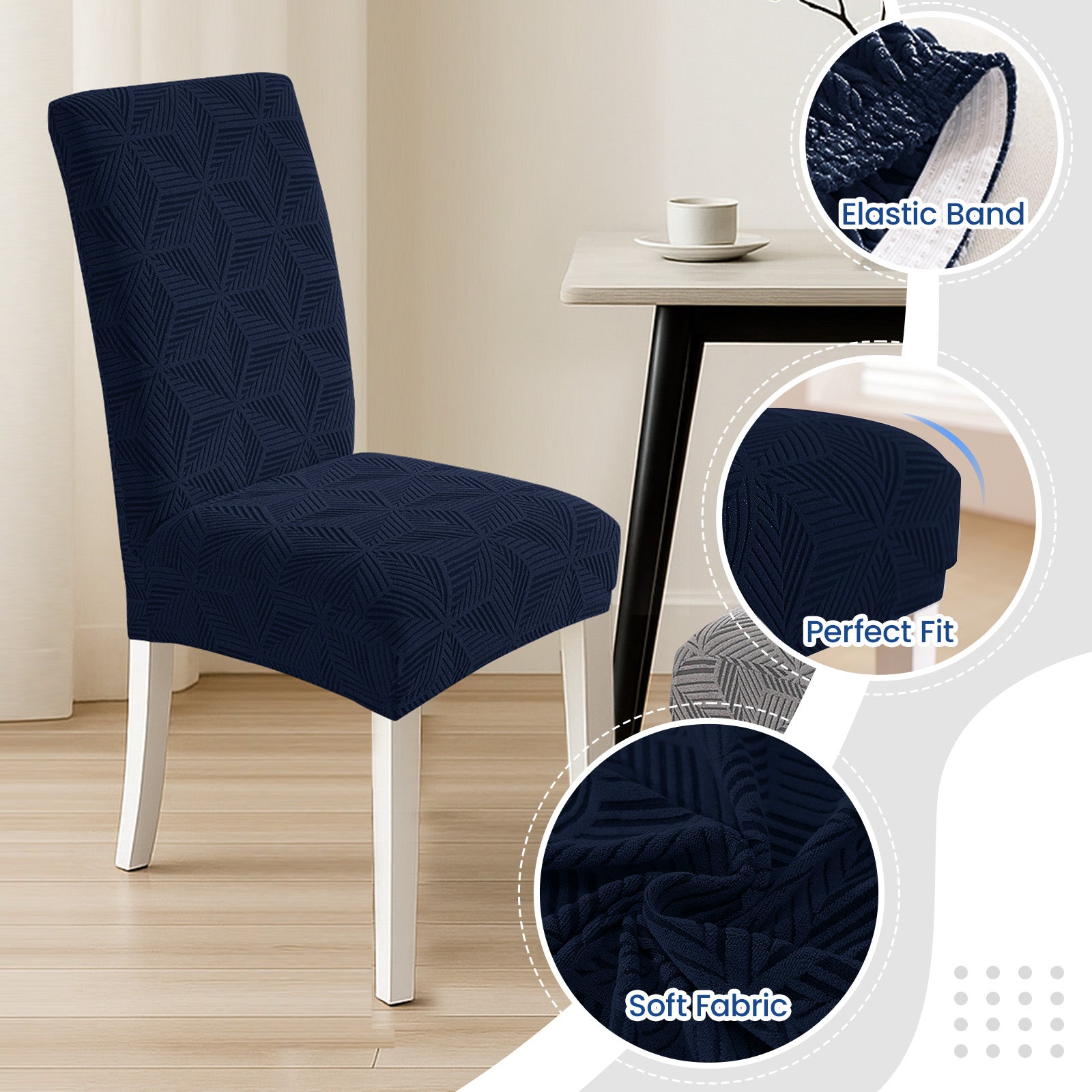 Ystyle 4-Piece Chair Covers with Backrest, Elastic Slipcovers, Universal Living Room Kitchen Chair Protectors, Cat Scratch-Resistant Modern Stain-Proof Dining Chair Covers
