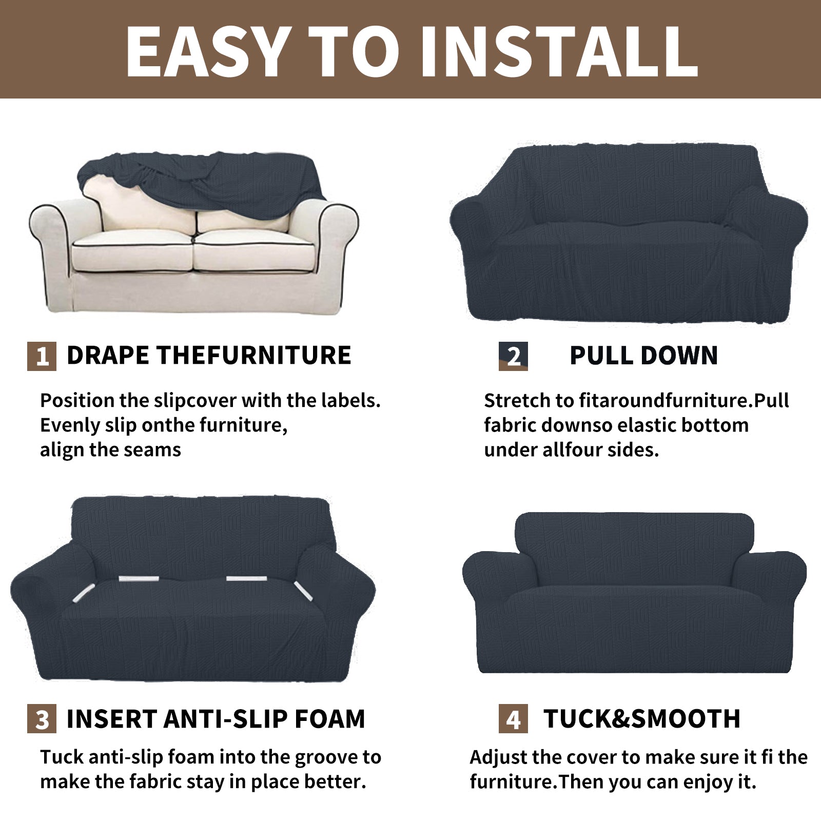 Copertura per divano a 3 posti YSTYLE Stretch 180-234 cm con motivo geometrico