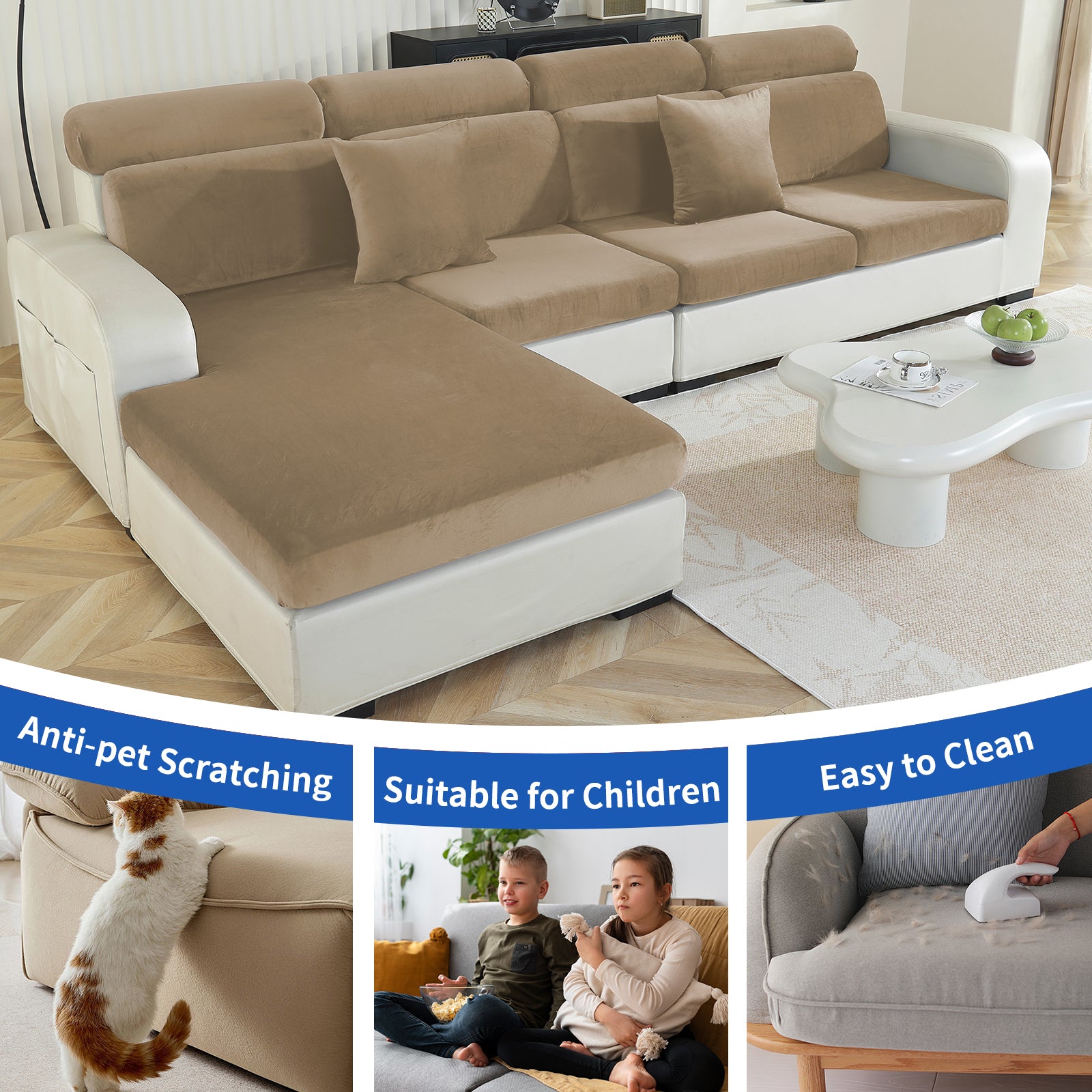 YSTYLE Samt-Stretch-Sofaschoner 1-sitzig Anti-Rutsch