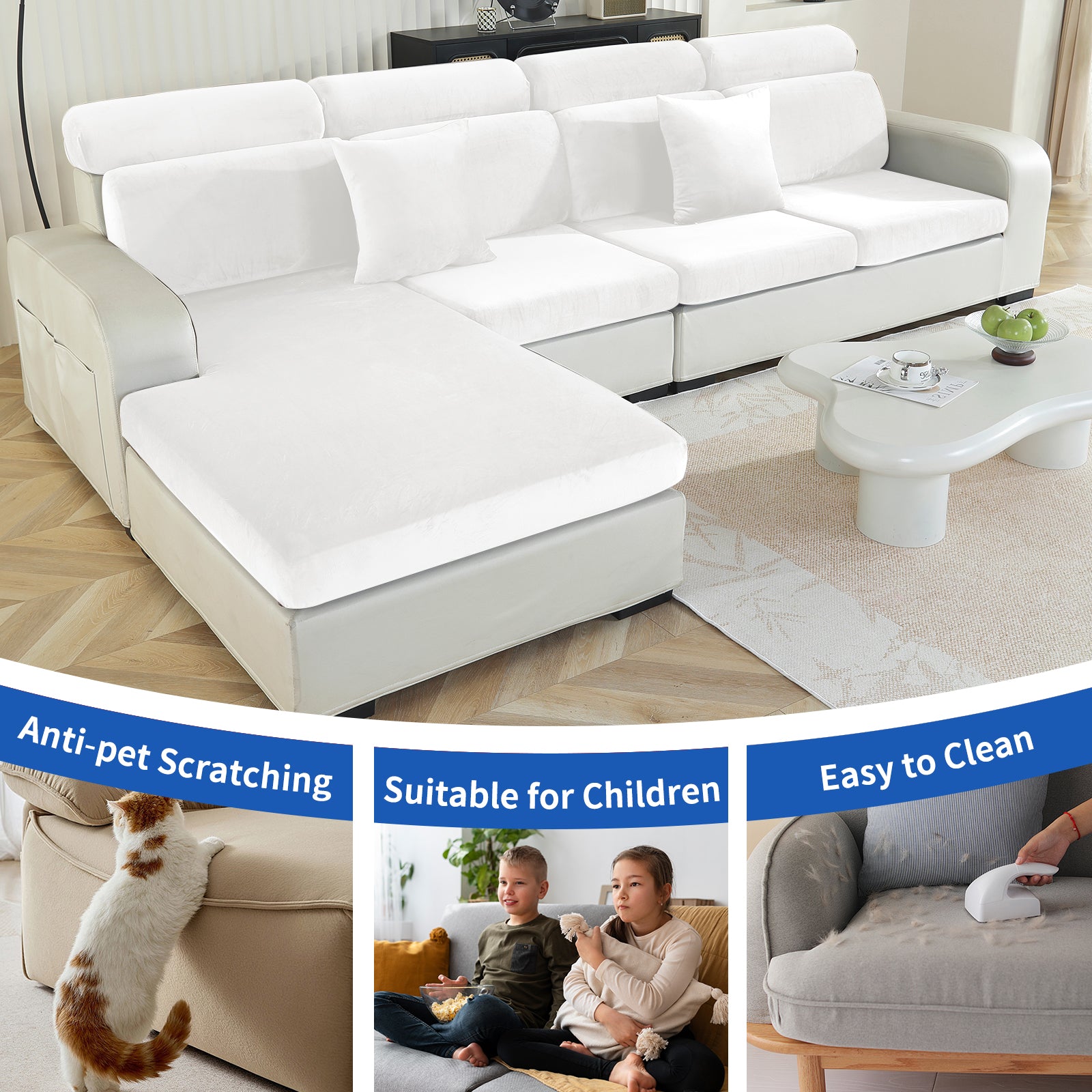 YSTYLE Samt-Stretch-Sofaschoner 1-sitzig Anti-Rutsch