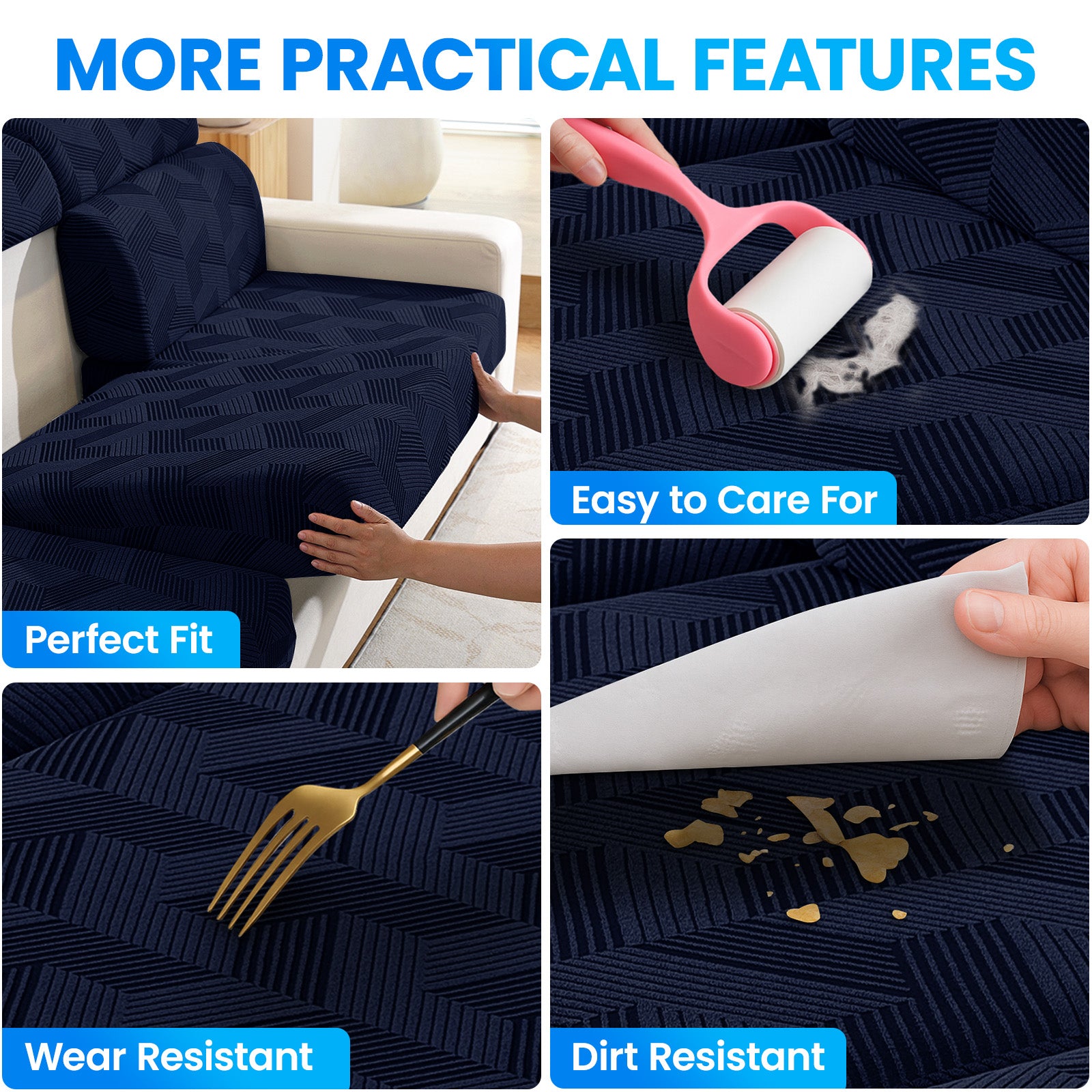 Ystyle Elastic Sofa Seat Cover, Universal Living Room Cushion Cover, Separate Sofa Cushion Slipcovers, Non-Slip, Stain-Resistant, Super Soft & Washable(2 Pieces+Chaise longue)