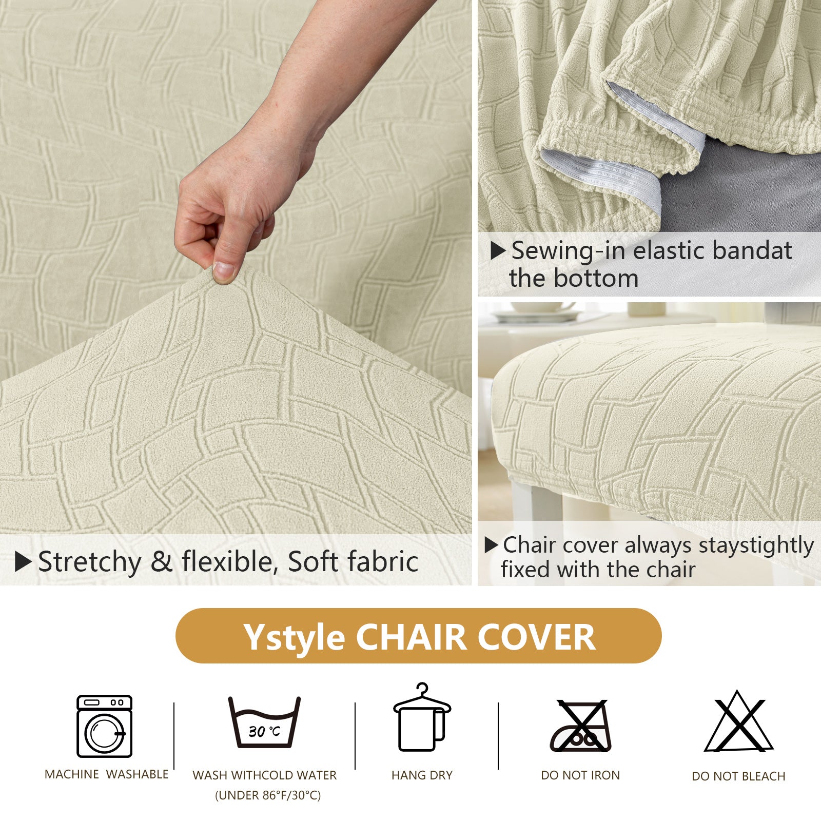Ystyle 6-Piece Chair Covers with Backrest, Elastic Living Room Kitchen Chair Slipcovers, Soft Comfortable Anti-Scratch Chair Covers, Easy to Clean and Durable, Washable Removable