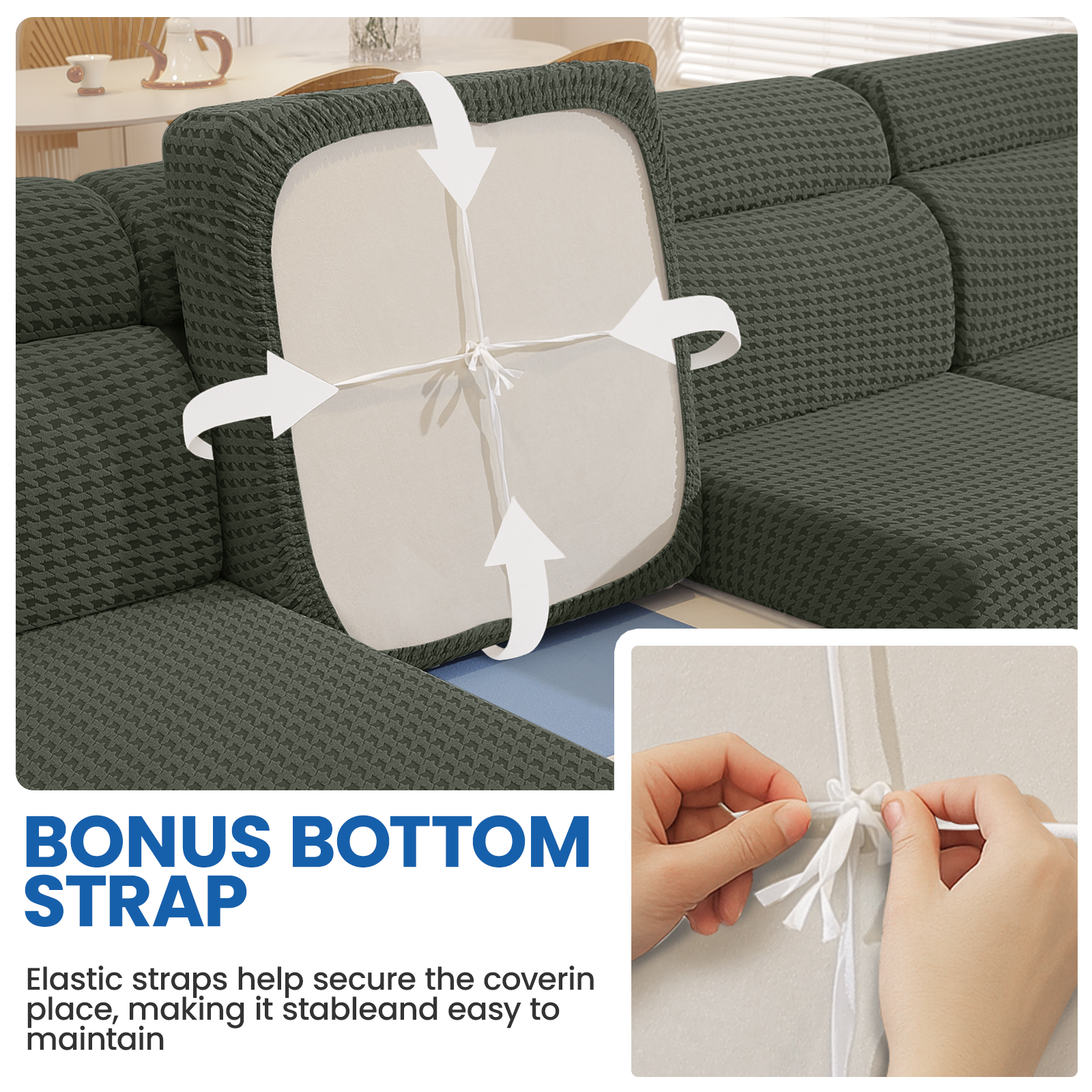 Ystyle 3-Seat Elastic Universal Sofa Seat Cushion Covers, Non-Slip Washable & Super Soft Slipcovers