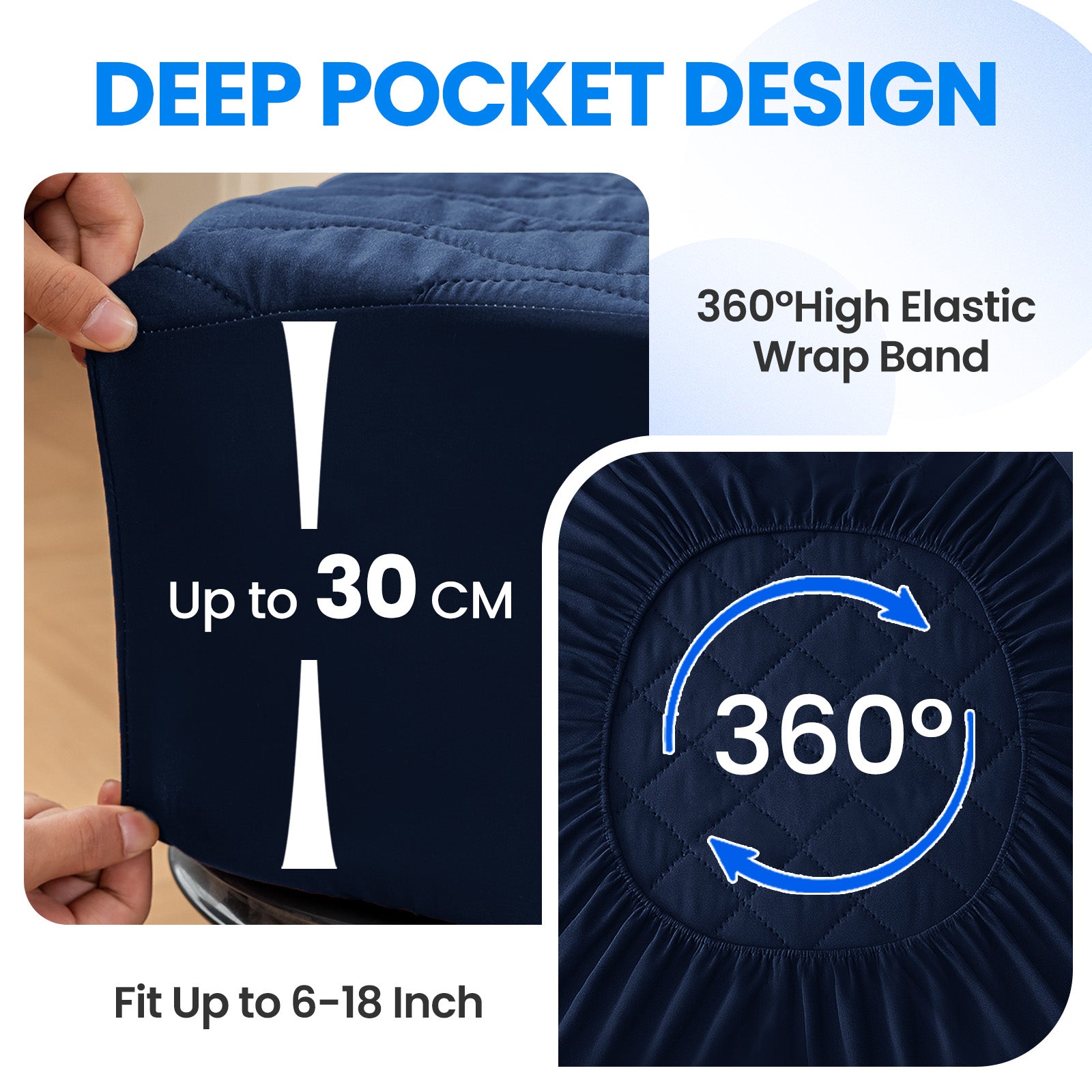 Waterproof Quilted Mattress Protector 160x190cm with Deep Pocket