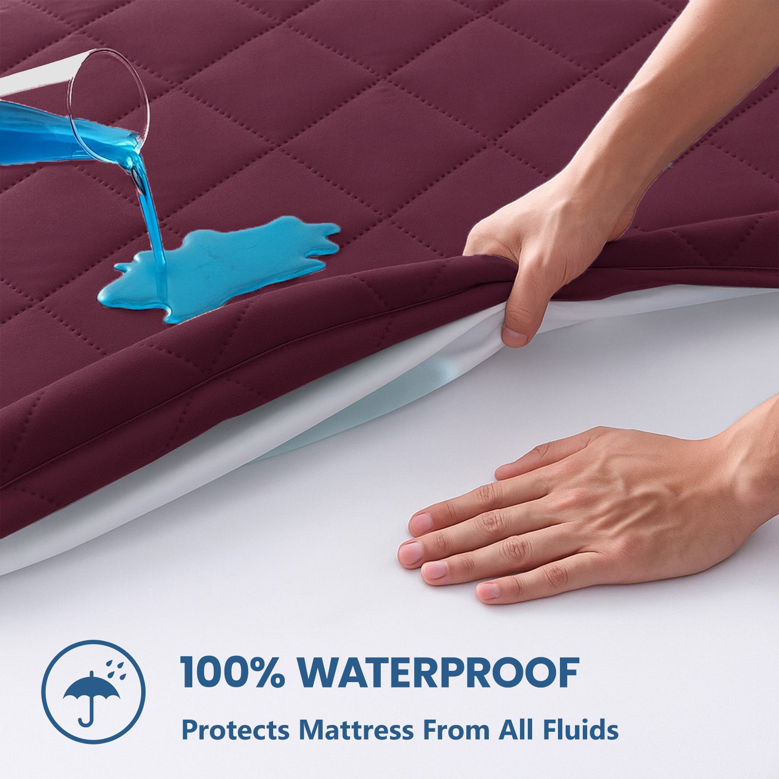 Waterproof Quilted Mattress Protector with Deep Pocket and Elastic Fit