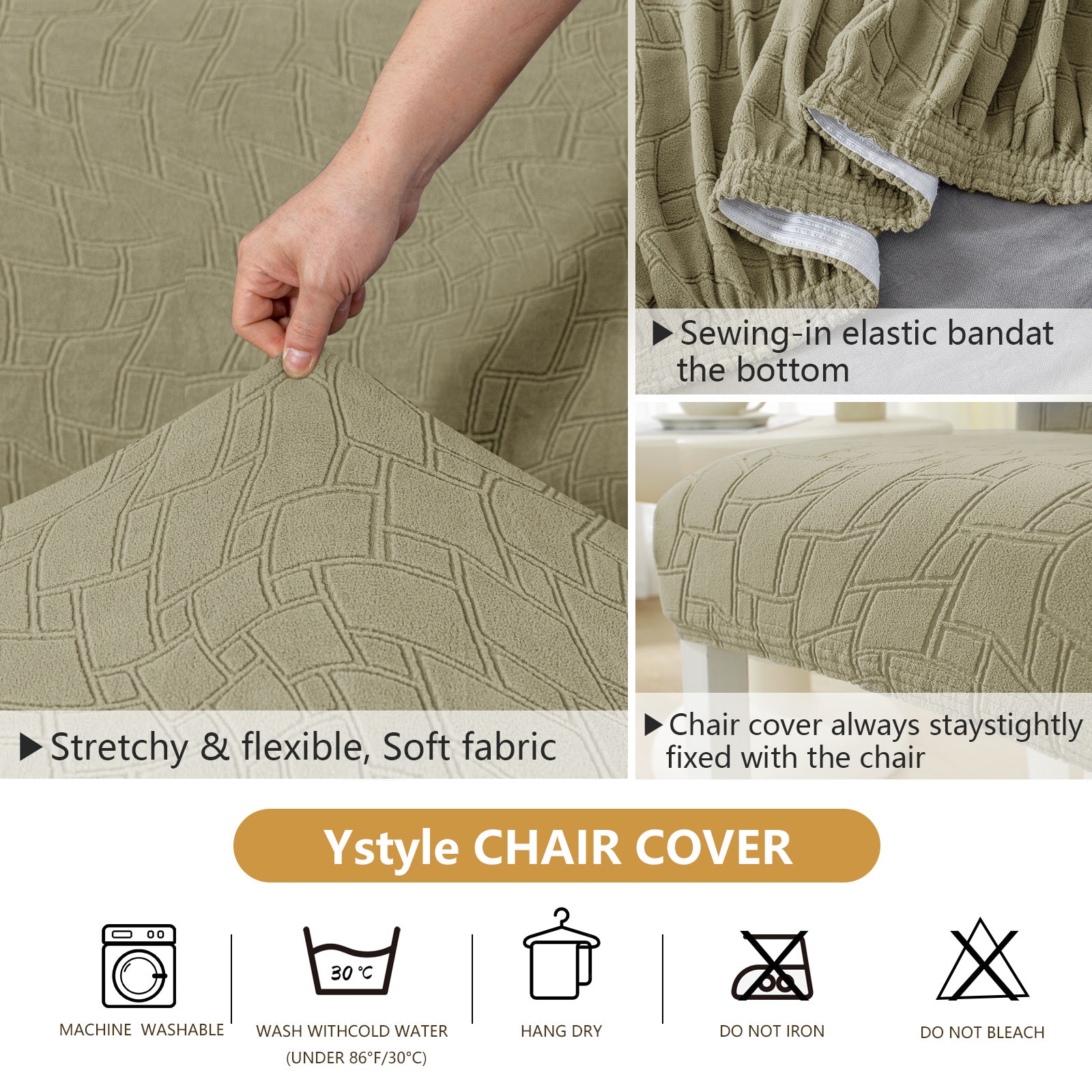 Ystyle 6-Piece Chair Covers with Backrest, Elastic Living Room Kitchen Chair Slipcovers, Soft Comfortable Anti-Scratch Chair Covers, Easy to Clean and Durable, Washable Removable