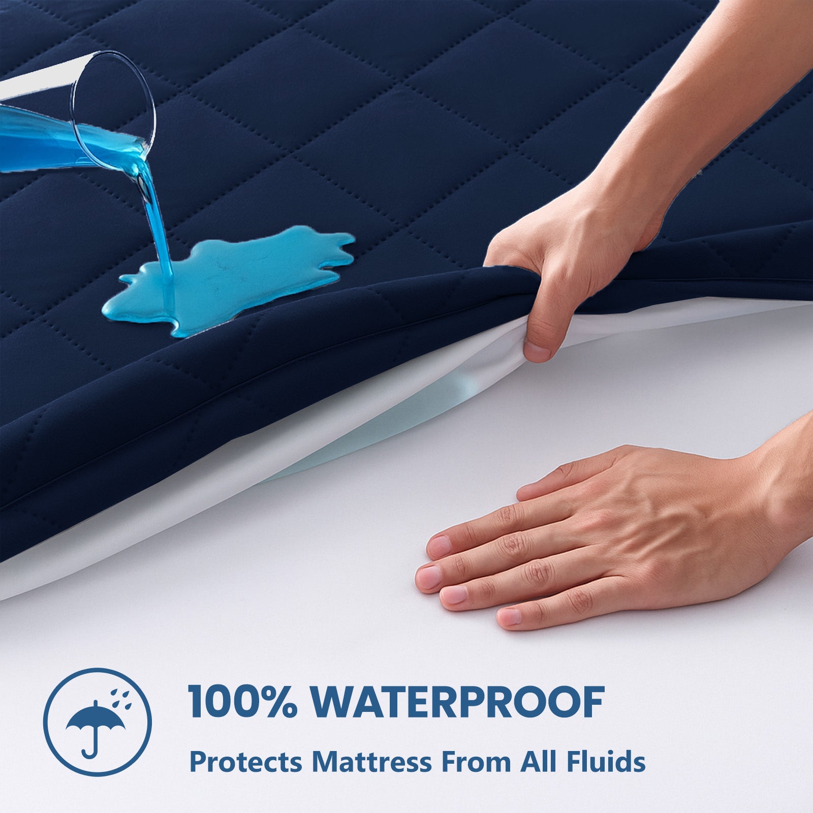 Waterproof Quilted Mattress Protector with Deep Pocket and Elastic Fit