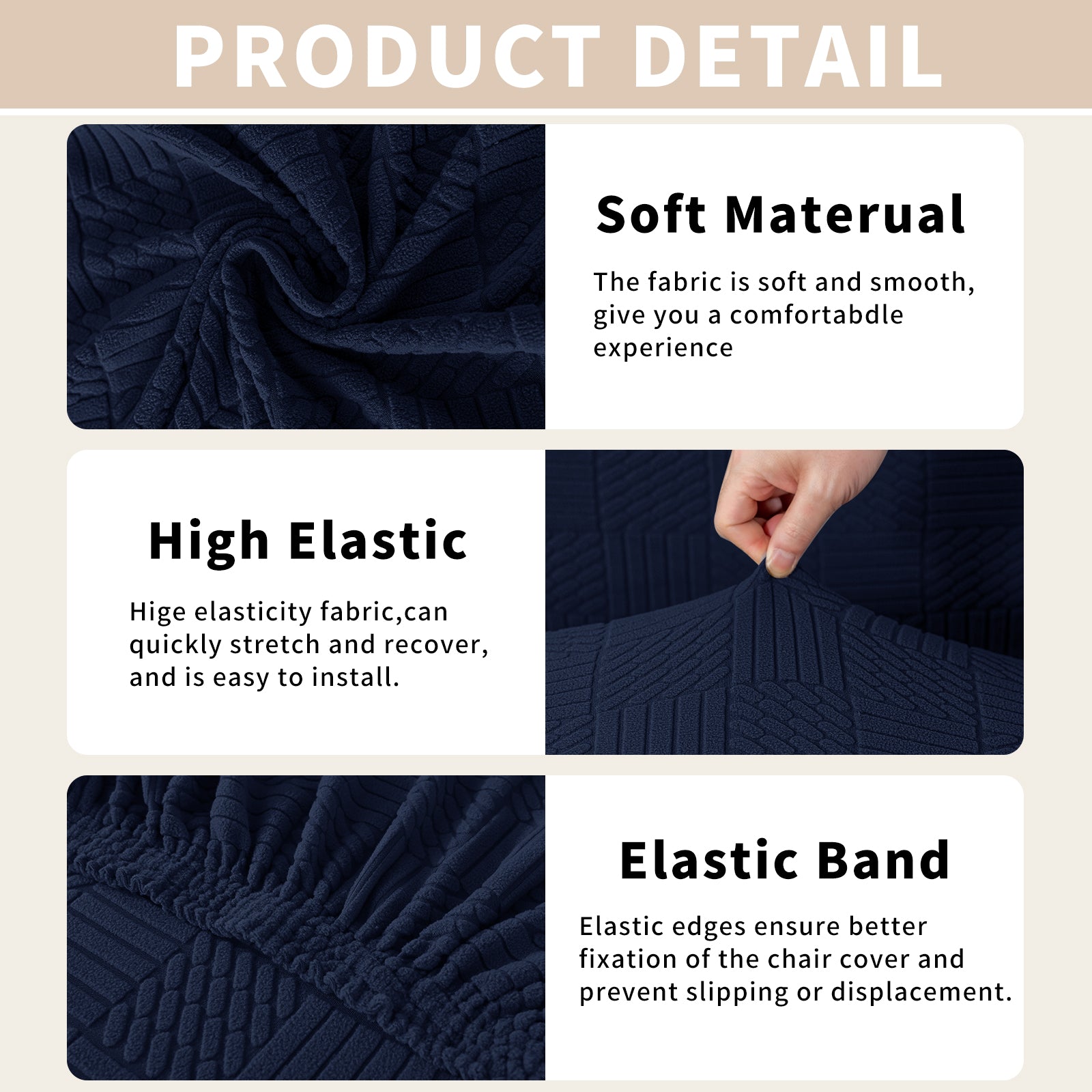 YSTYLE Universal 6 piezas fundas de silla, ajuste elástico, resistente a los arañazos, tela suave - cinco líneas. 