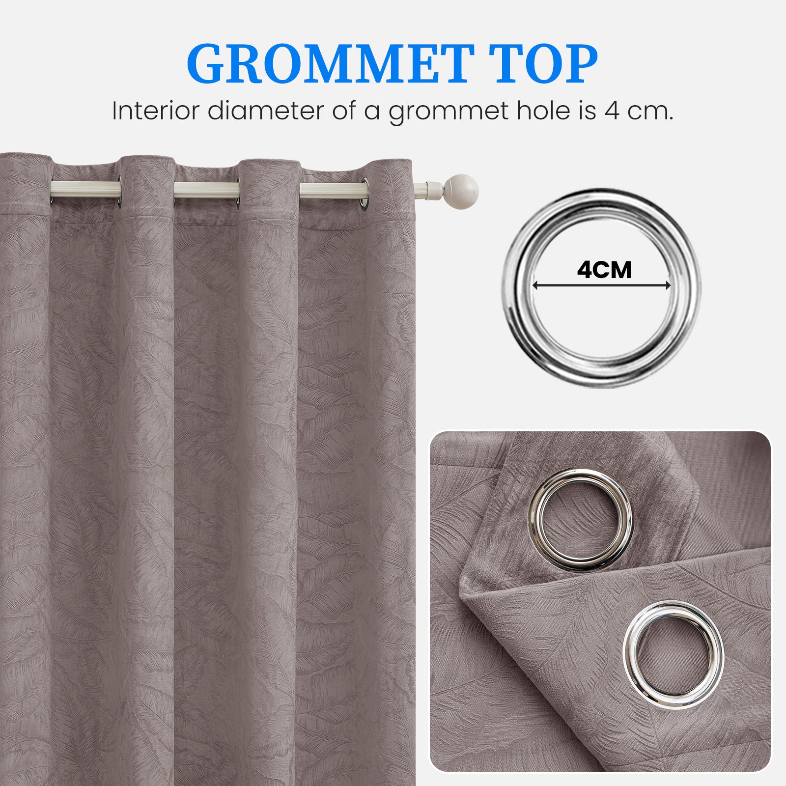 2 Pieces rideaux opacifiants with Stainless Steel Eyelets thermique Polyester Panels
