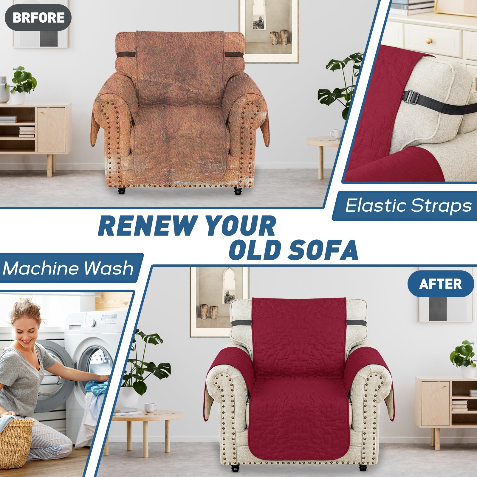 Copertura Impermeabile per Poltrona Singola con Braccioli e Funzione Antiscivolo | YSTYLE