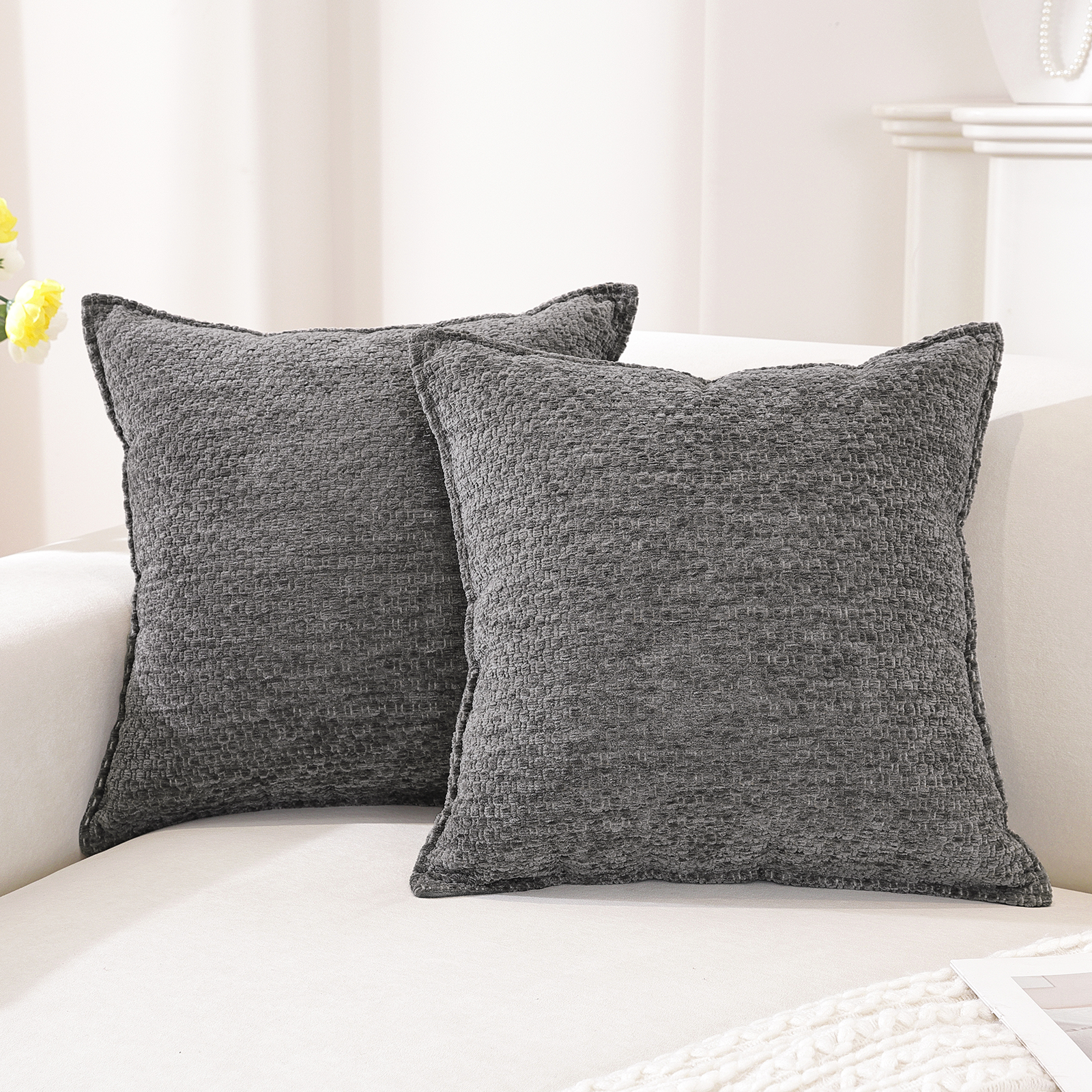 Ystyle Chenille Sofa Cushion Covers 40 x 40 cm, 2 Pieces, Soft Durable Cushion Cover, Cushion Cover with Corazón Shape, Decorative Cushion Covers Living Room